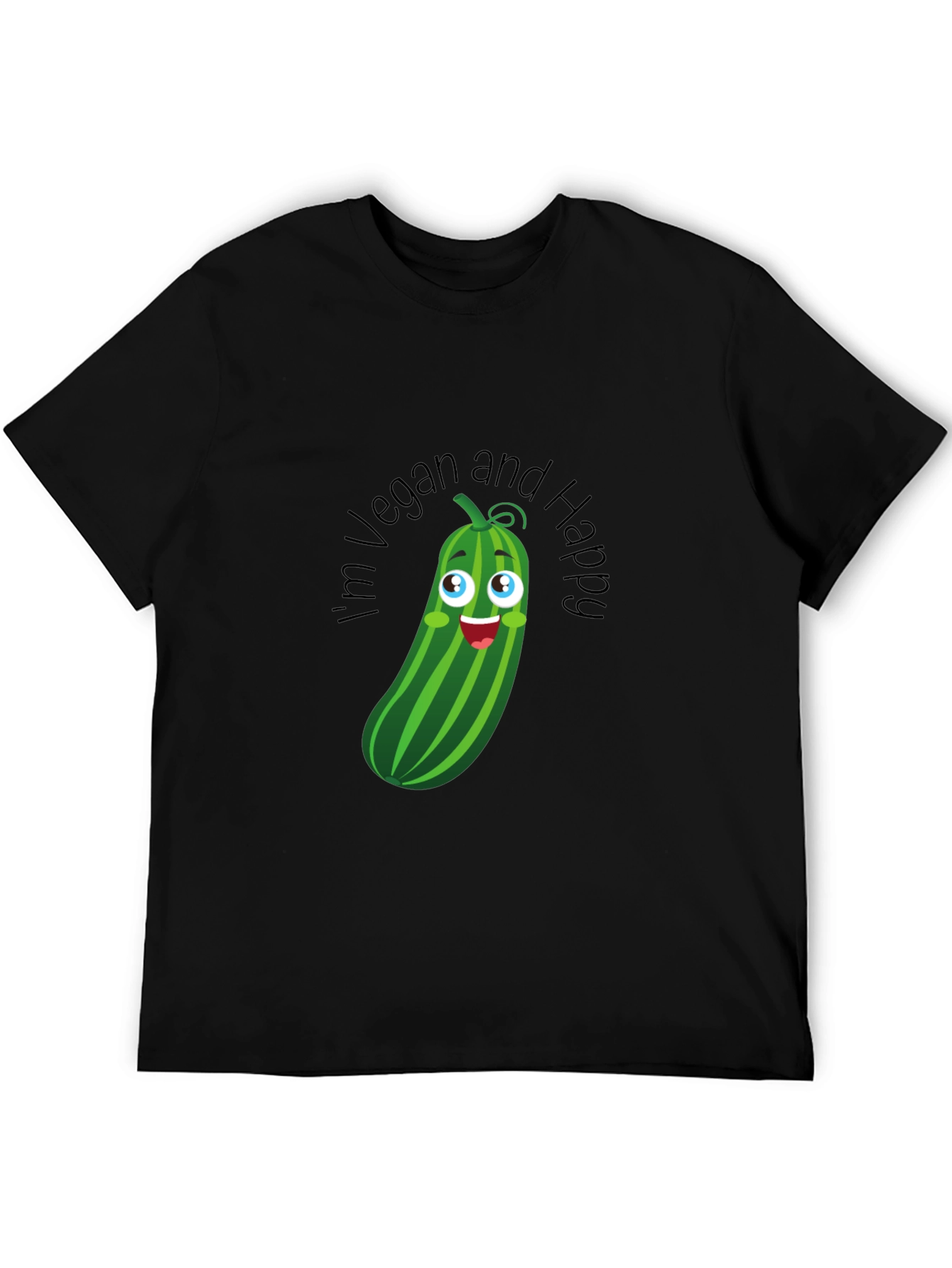 Vegan and Happy T-Shirt - Cucumber Graphic Tee