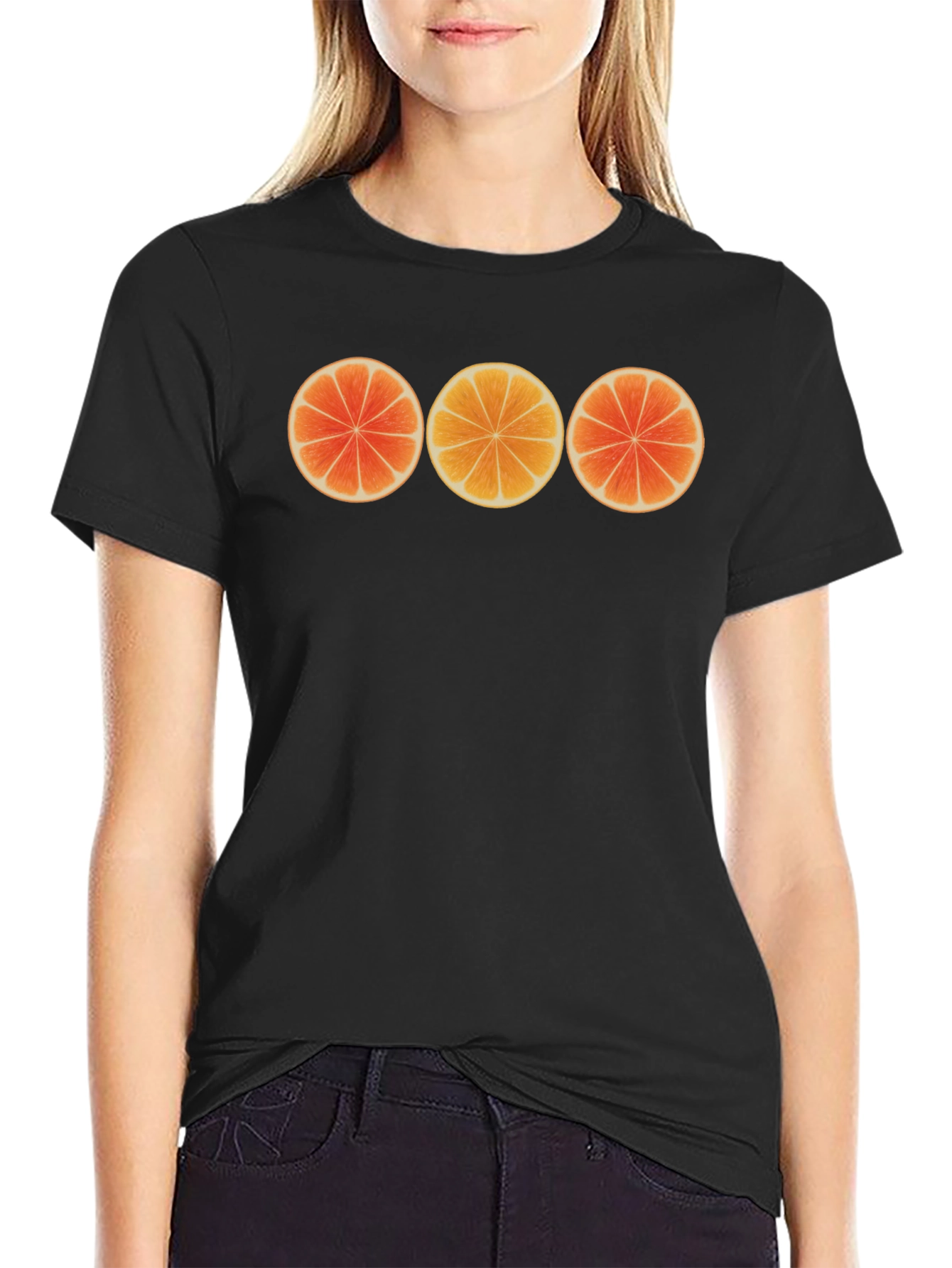 Citrus Slice Graphic Black T-Shirt