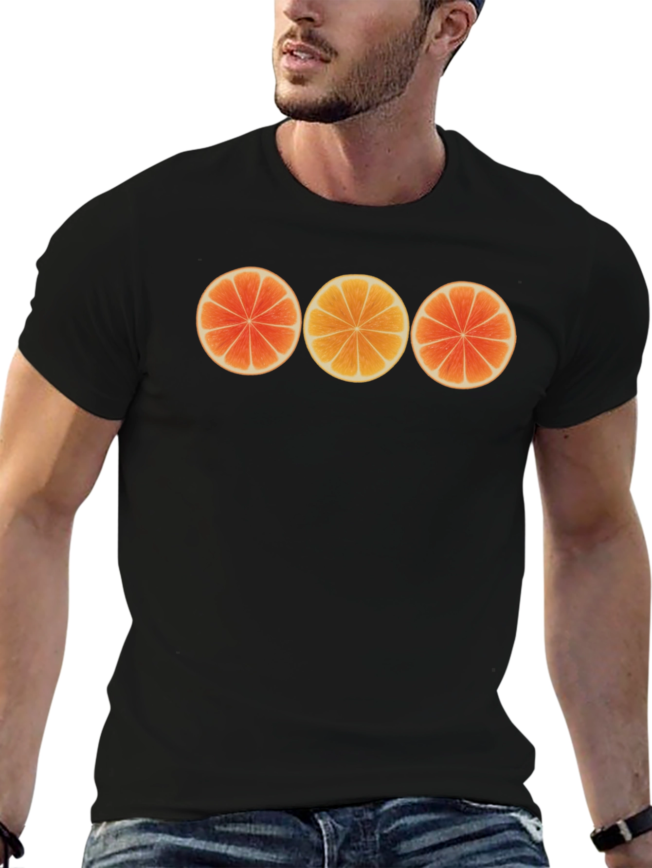 Citrus Slice Graphic Black T-Shirt
