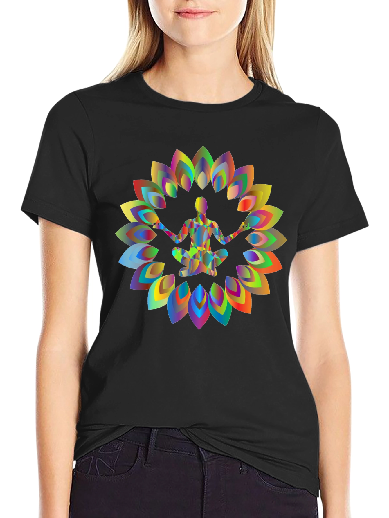 Yoga Meditation Chakra Black T-Shirt