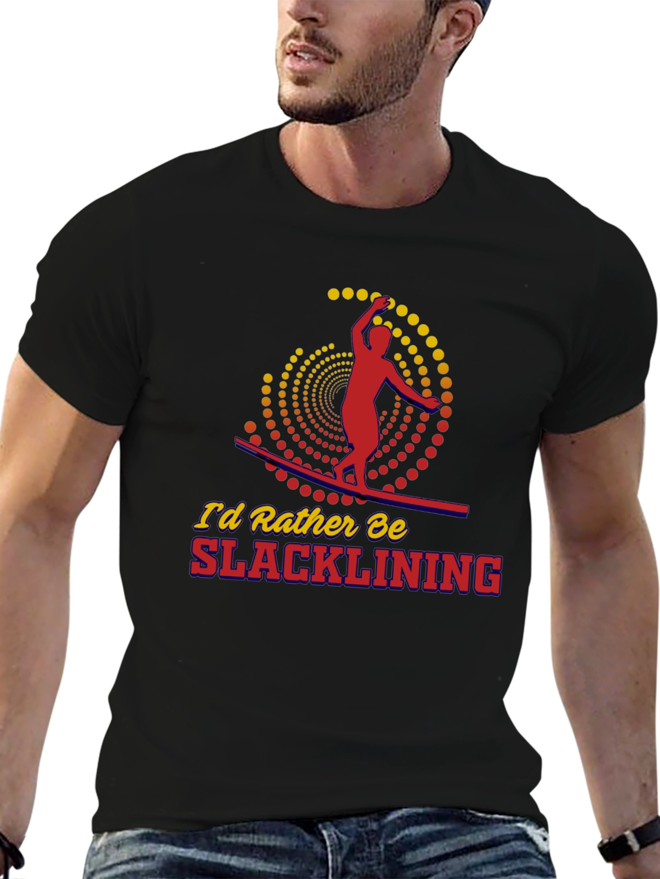 Slacklining Graphic Tee - Black Cotton T-Shirt
