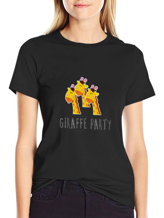 Giraffe Party T-Shirt - Fun Animal Graphic Tee