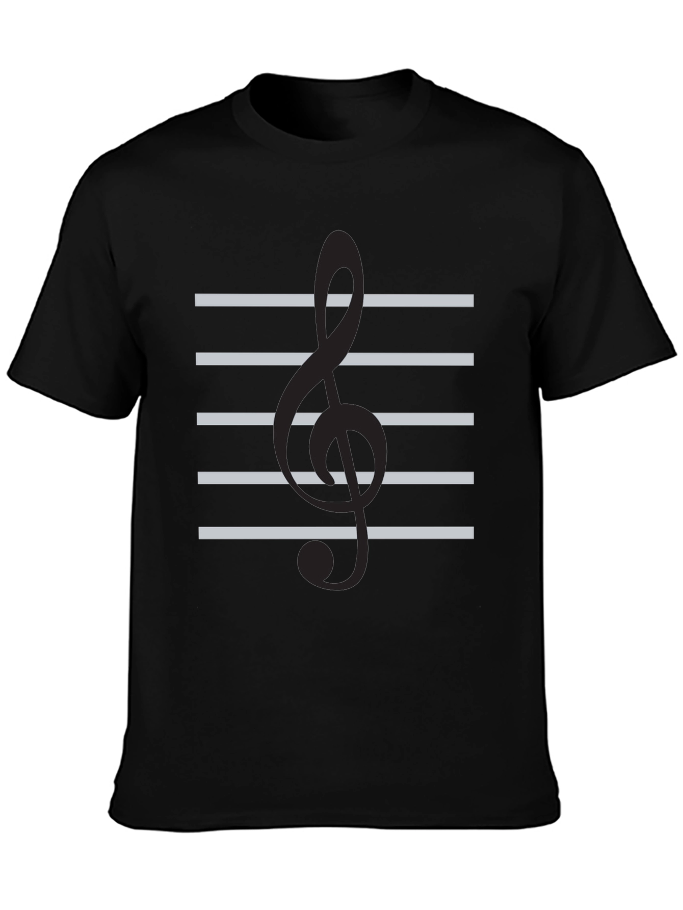 Musical Clef Staff T-Shirt - Black Cotton Tee