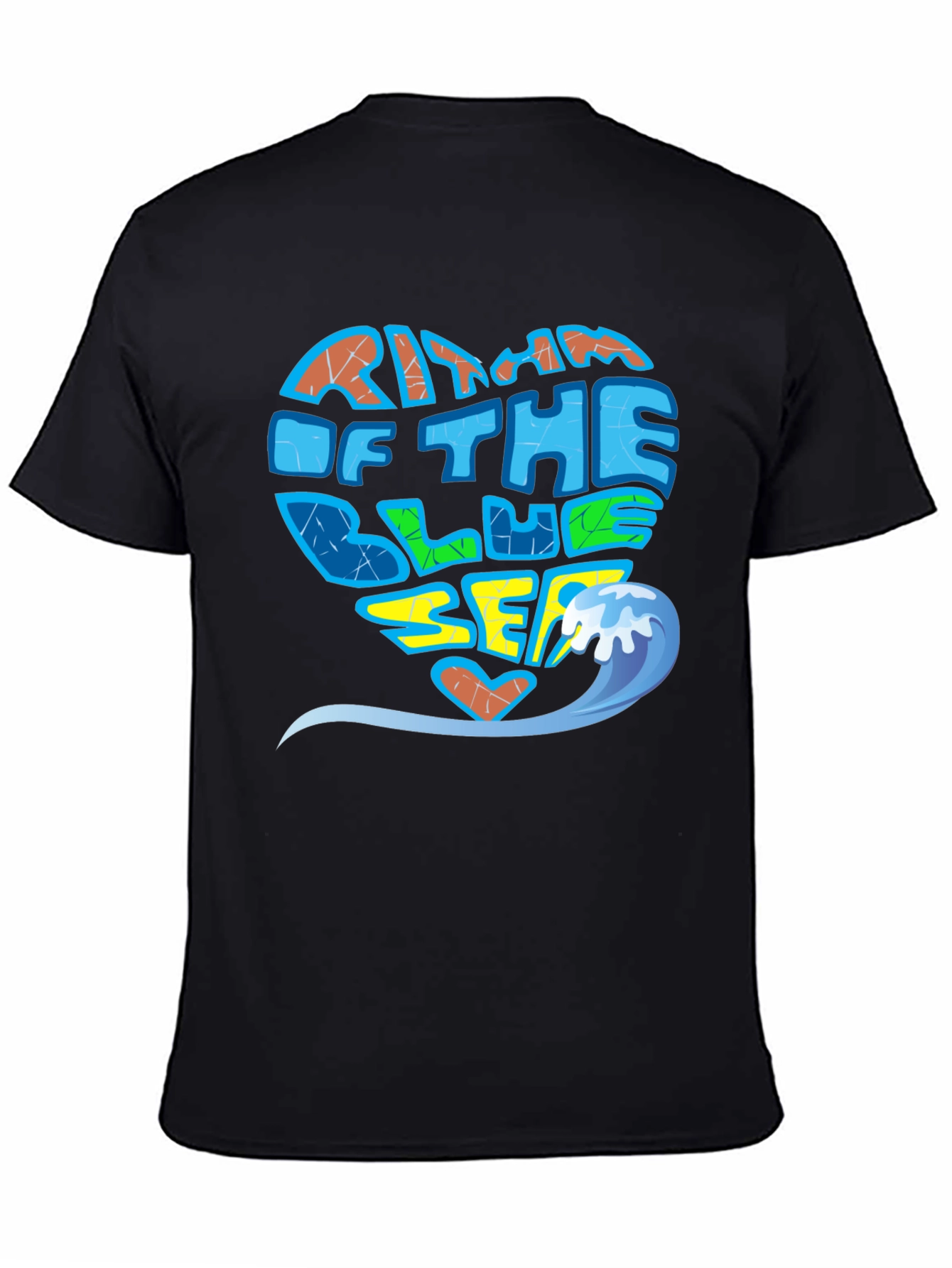 Rhythm of the Blue Sea Black Graphic T-Shirt
