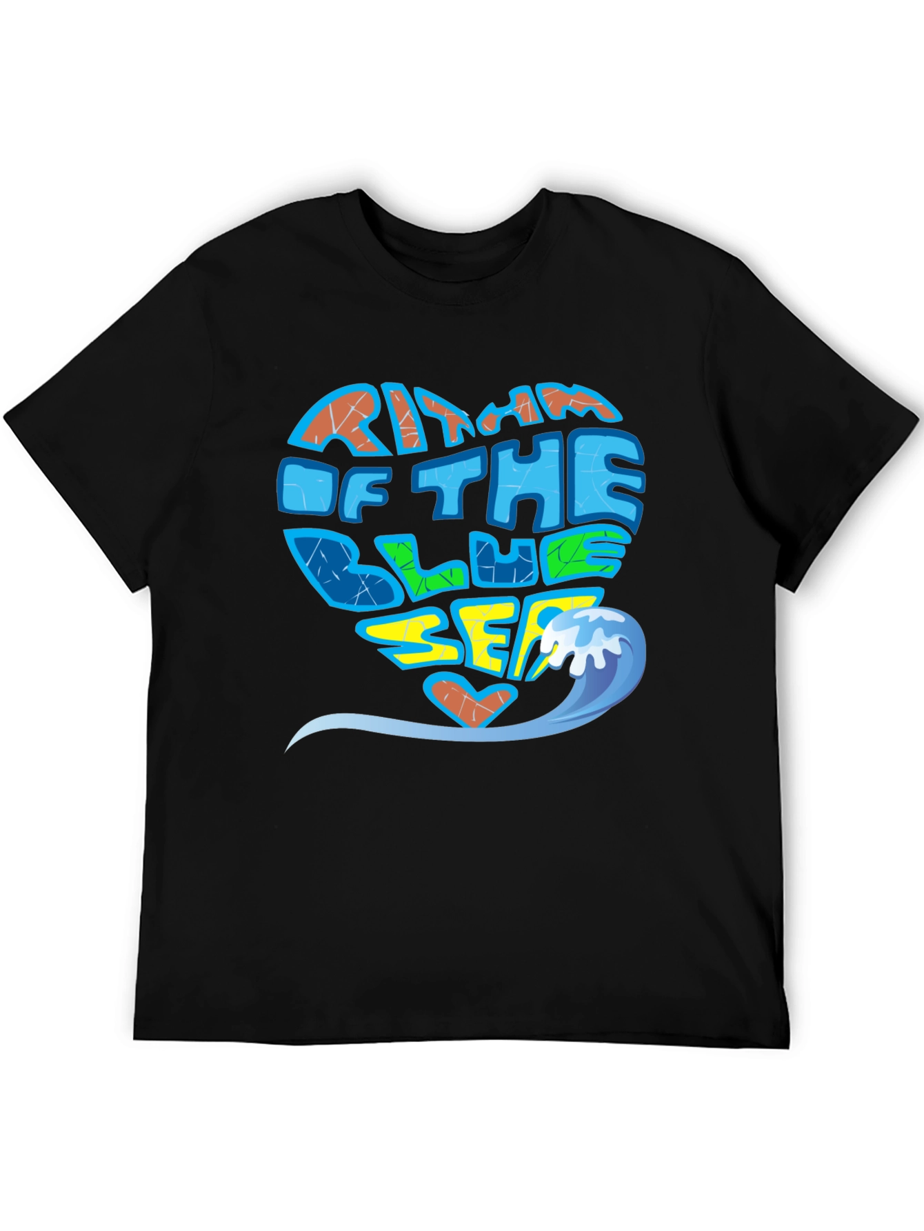 Rhythm of the Blue Sea Black Graphic T-Shirt