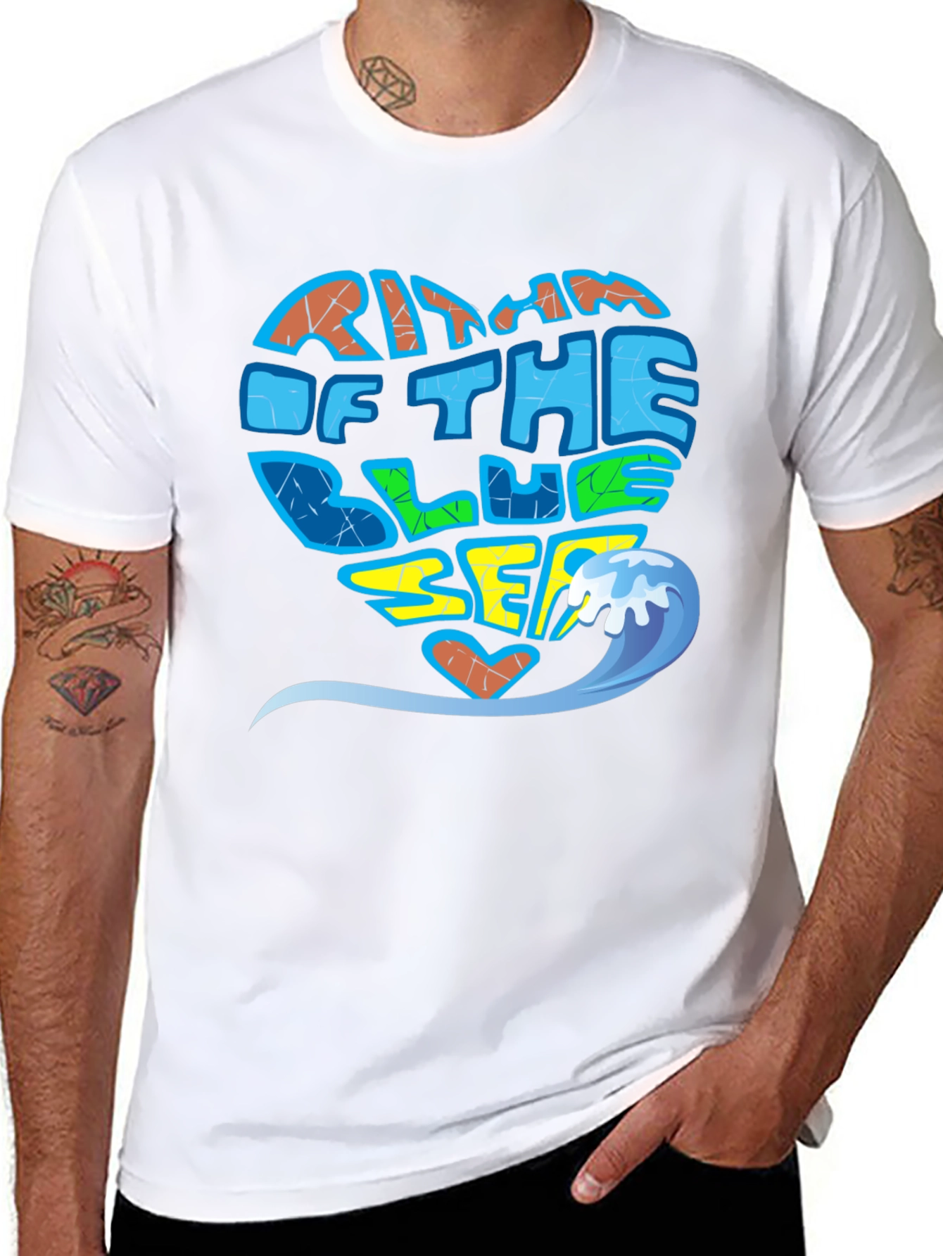 Rhythm of the Blue Sea Black Graphic T-Shirt