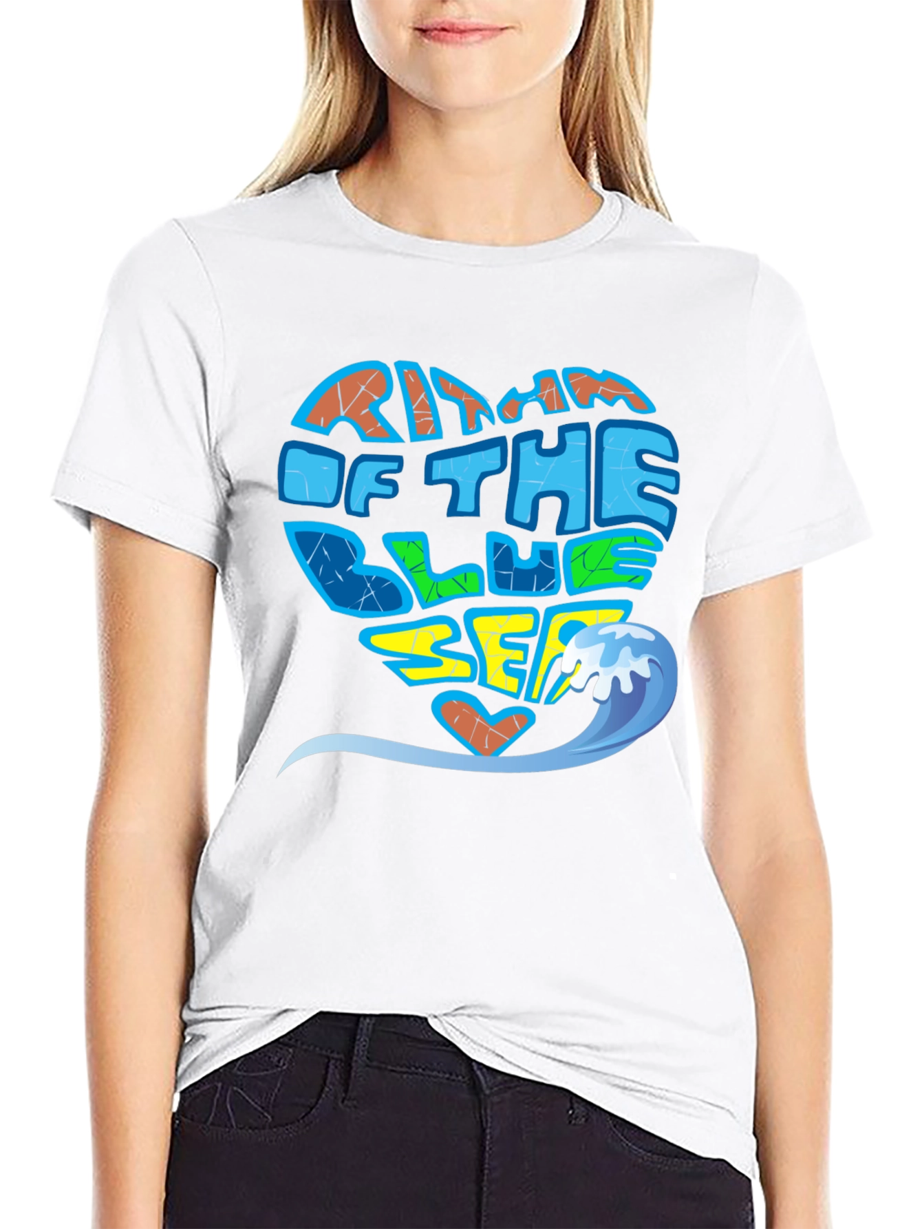 Rhythm of the Blue Sea Black Graphic T-Shirt