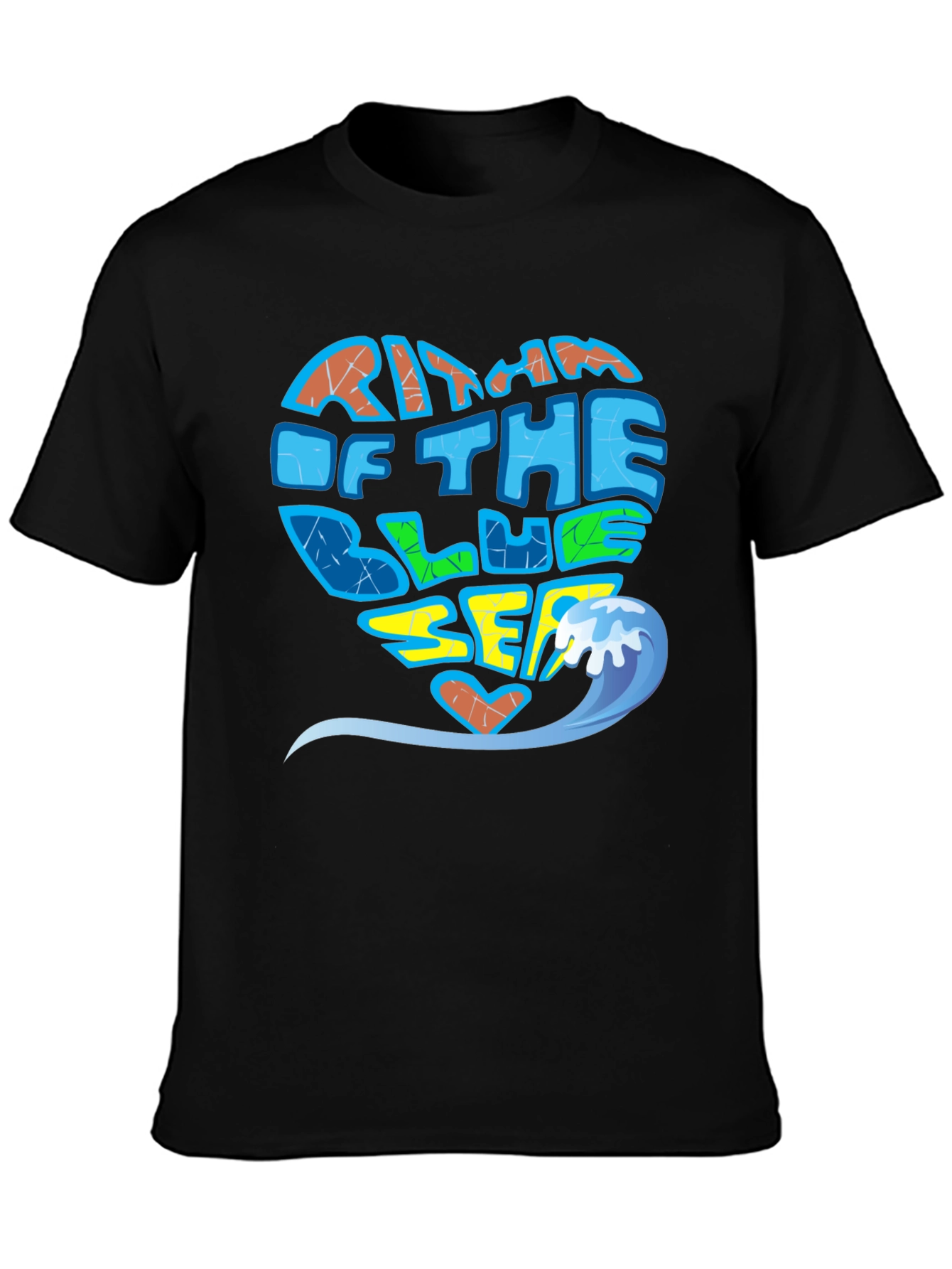 Rhythm of the Blue Sea Black Graphic T-Shirt