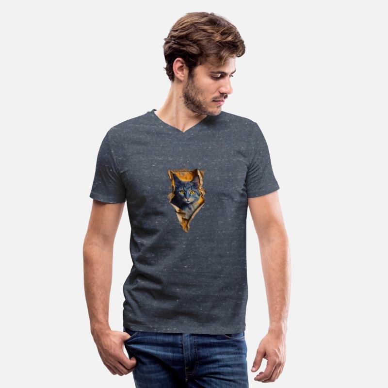 design for a cat emerges from a torn shirt