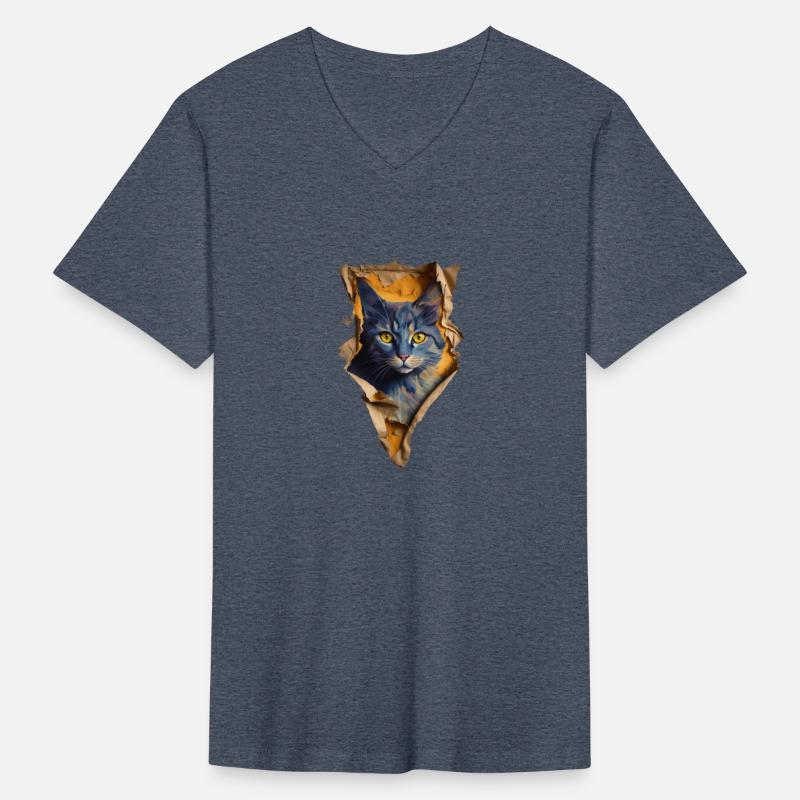 design for a cat emerges from a torn shirt