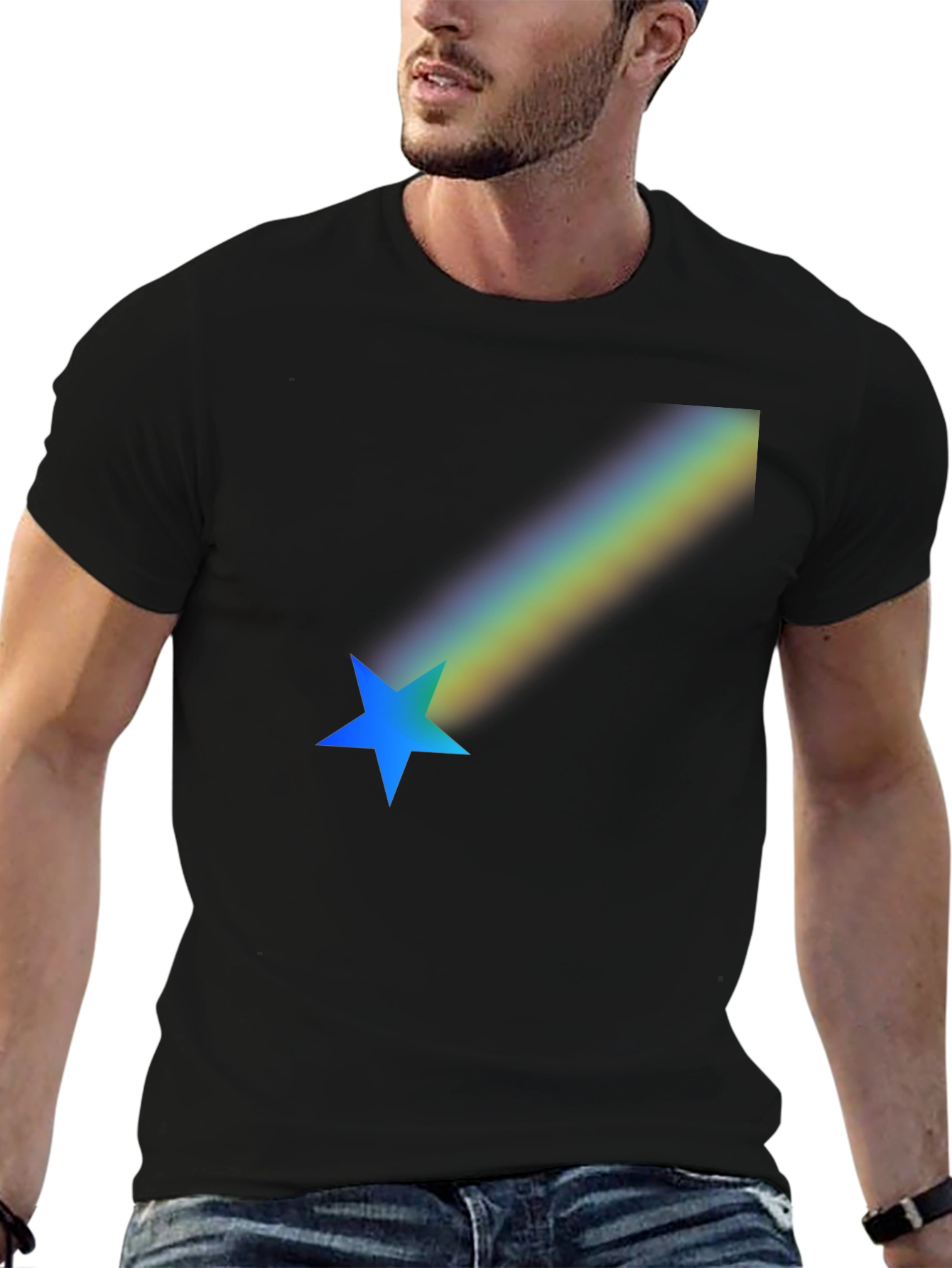 Rainbow Star Black T-Shirt