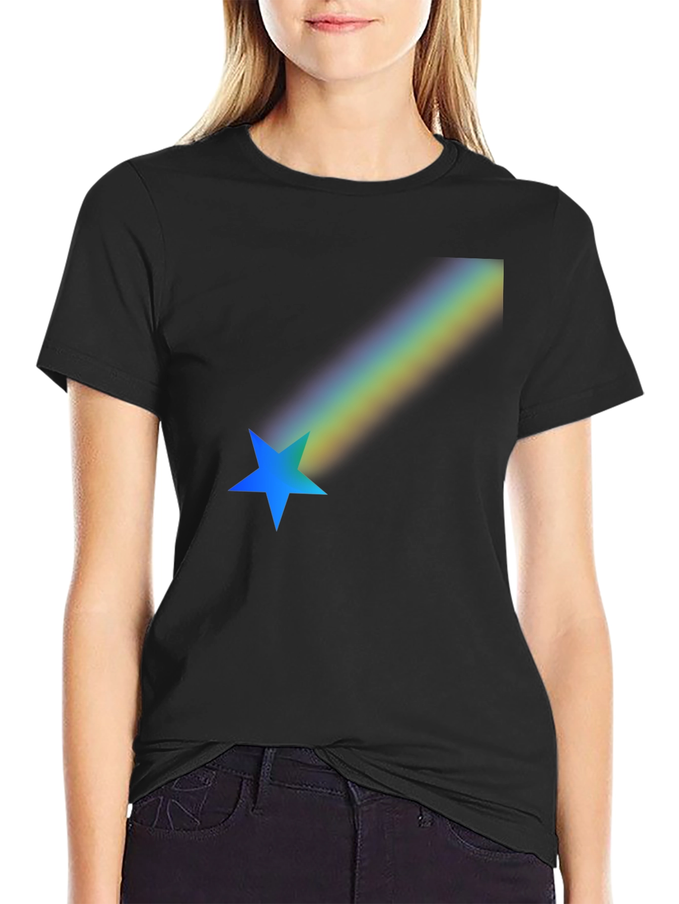 Rainbow Star Black T-Shirt