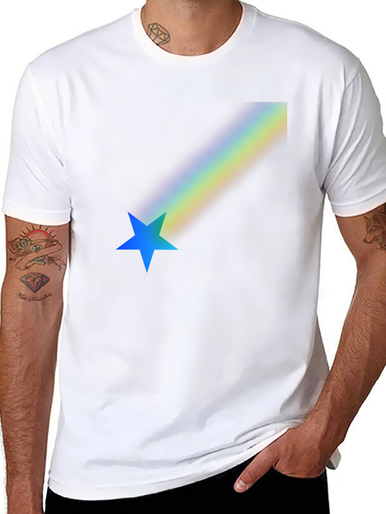 Rainbow Star Black T-Shirt