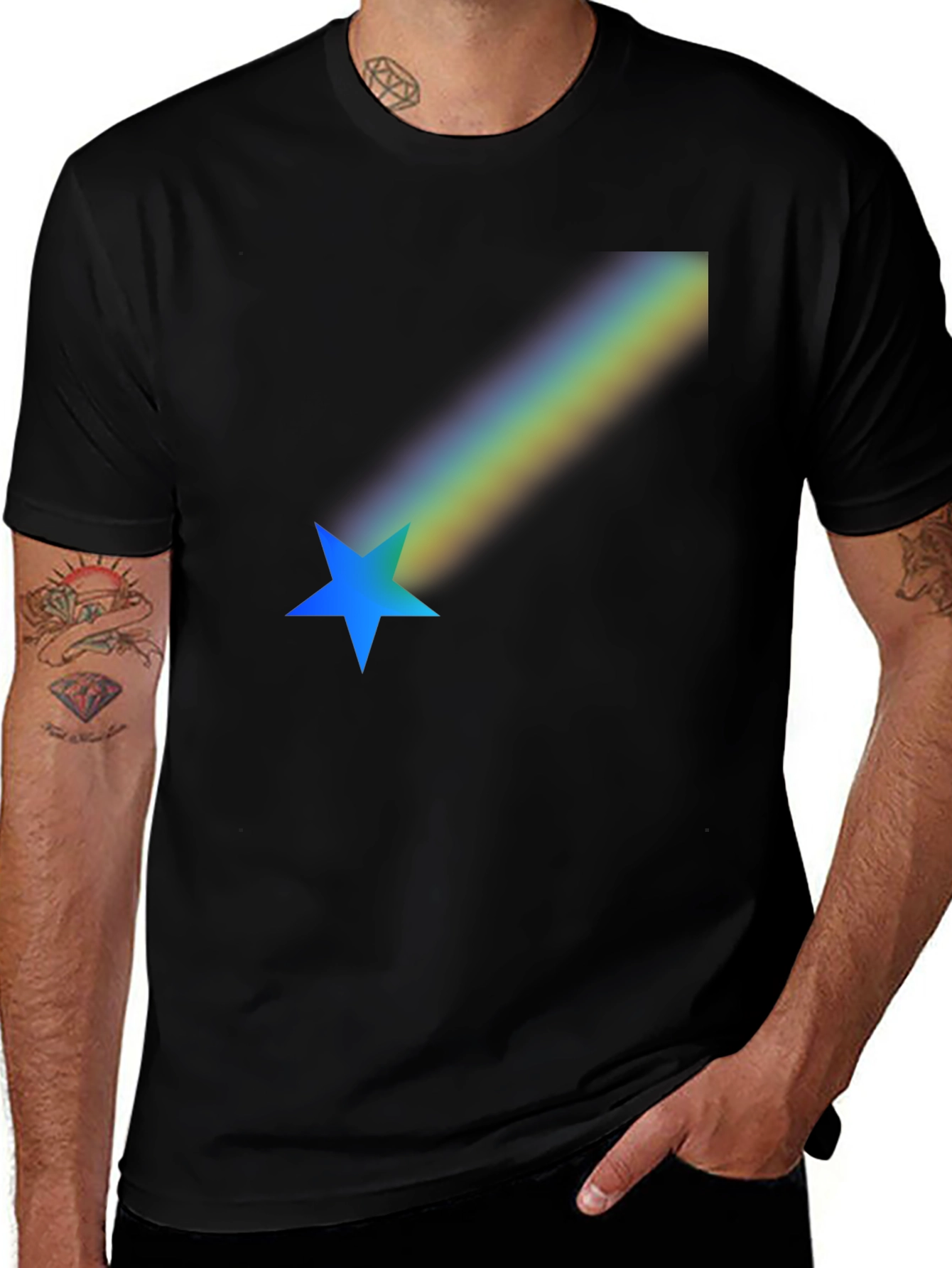 Rainbow Star Black T-Shirt