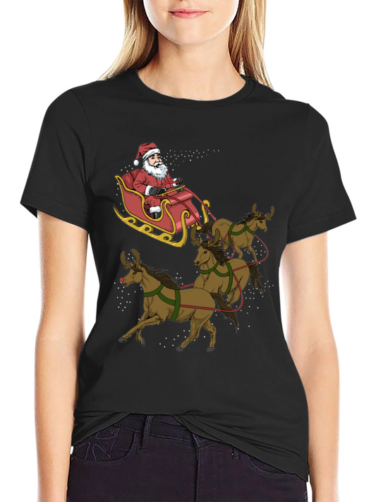 Santas Reindeer Sleigh Ride Graphic Tee