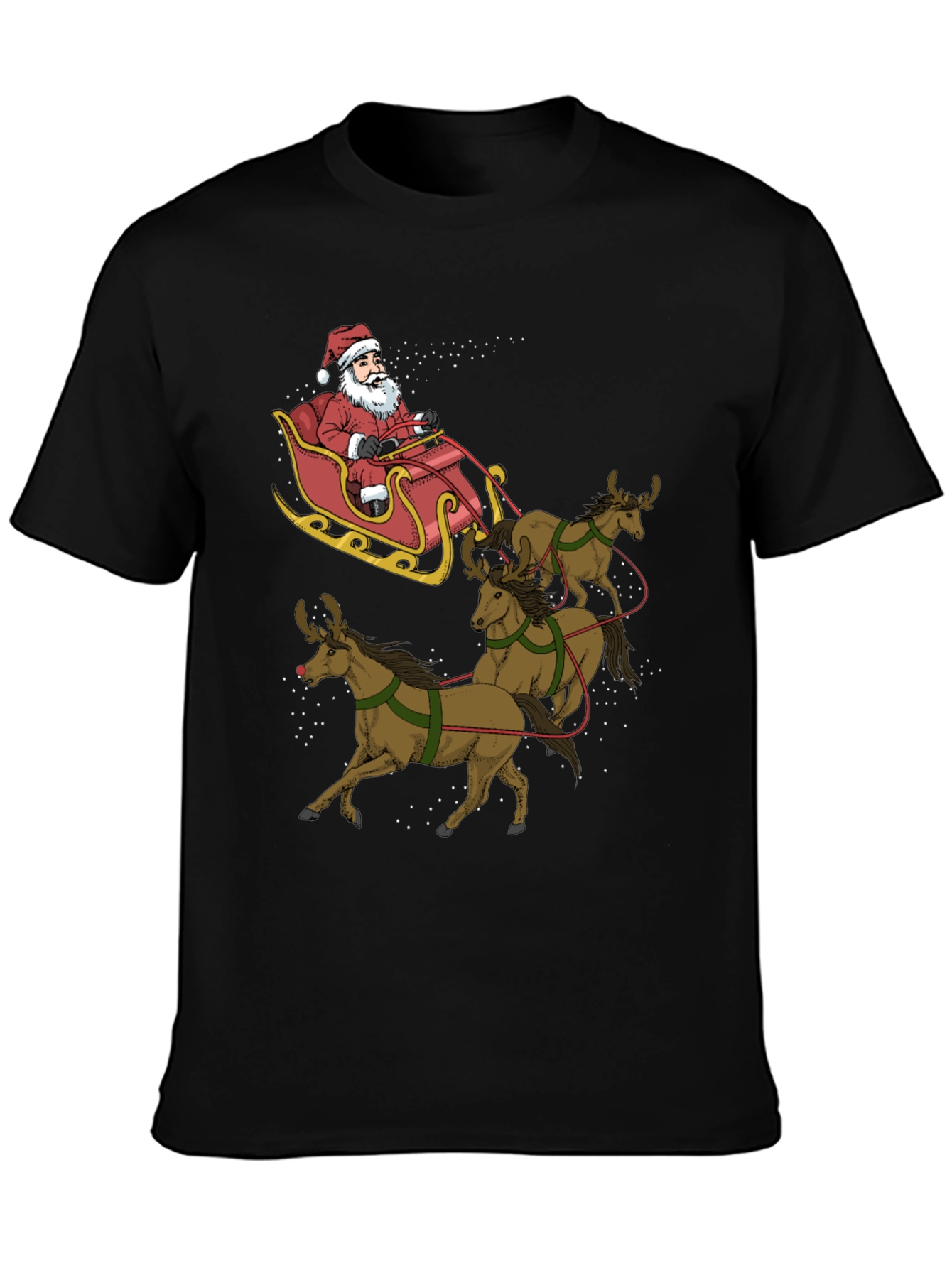 Santas Reindeer Sleigh Ride Graphic Tee