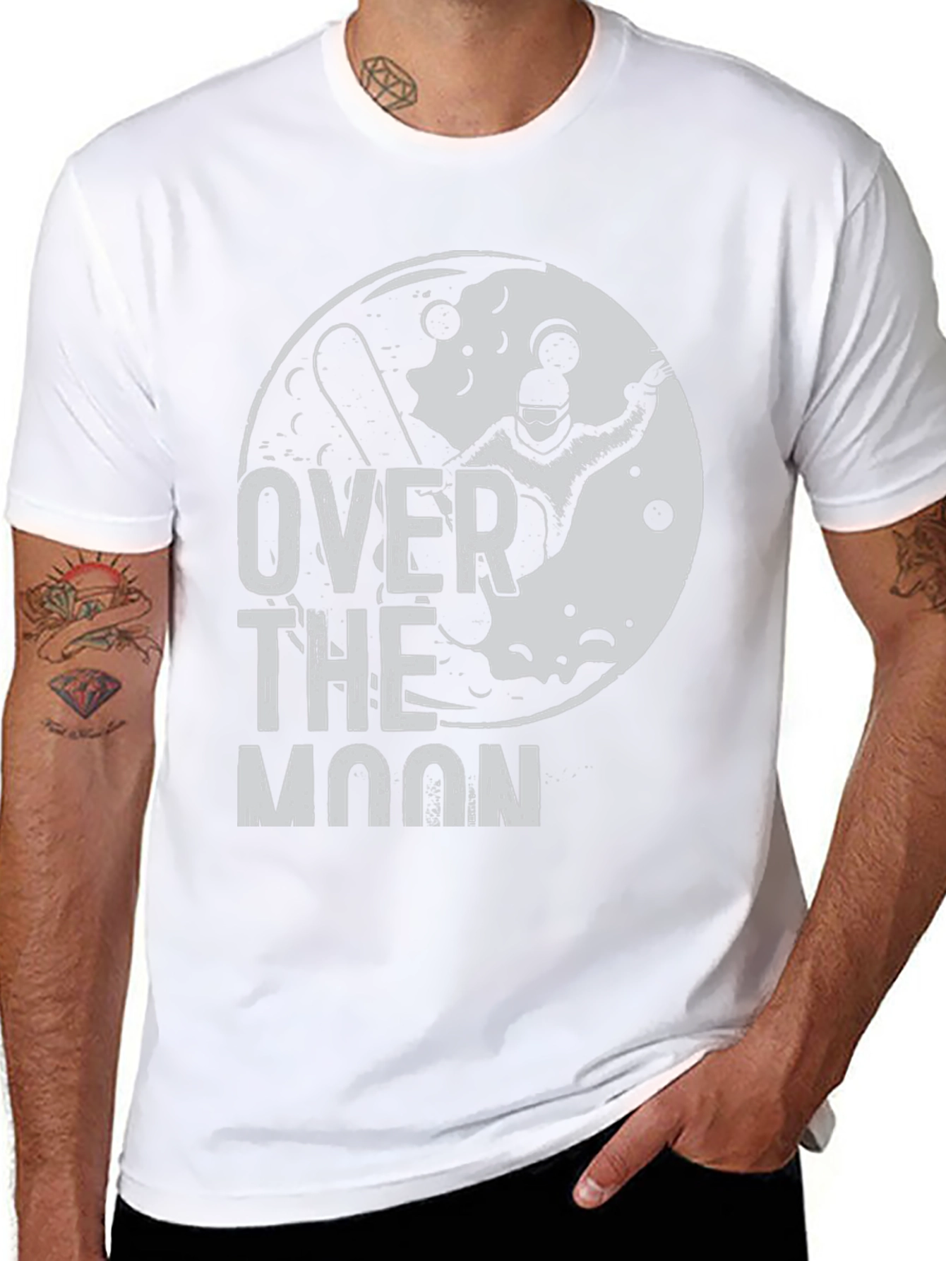 Over the Moon Snowboarder Black Graphic Tee