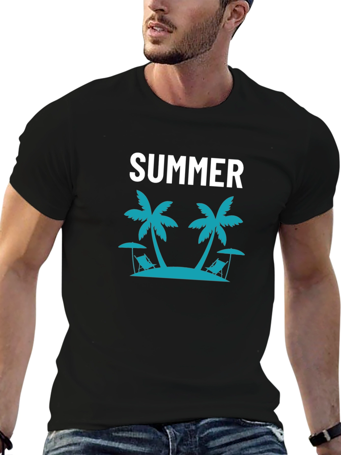 Summer Beach Palm Tree Graphic T-Shirt