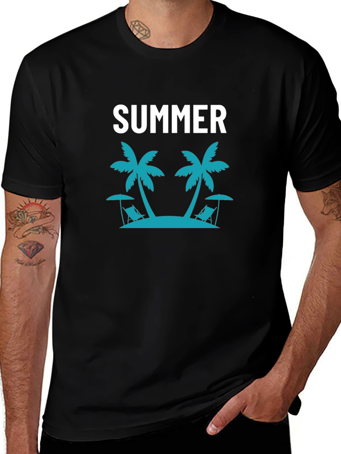 Summer Beach Palm Tree Graphic T-Shirt