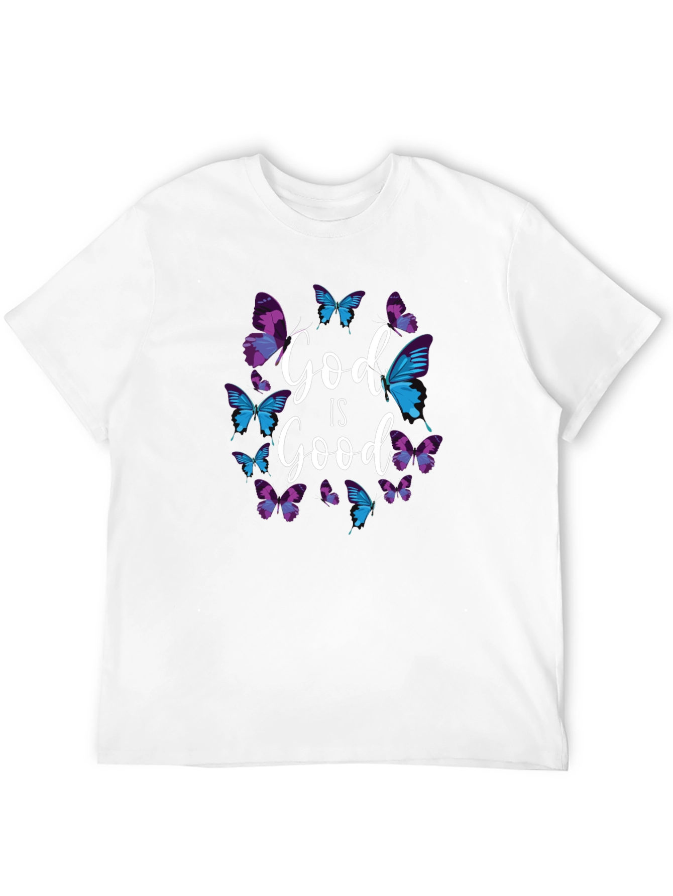 God Is Good Butterfly Graphic Black T-Shirt