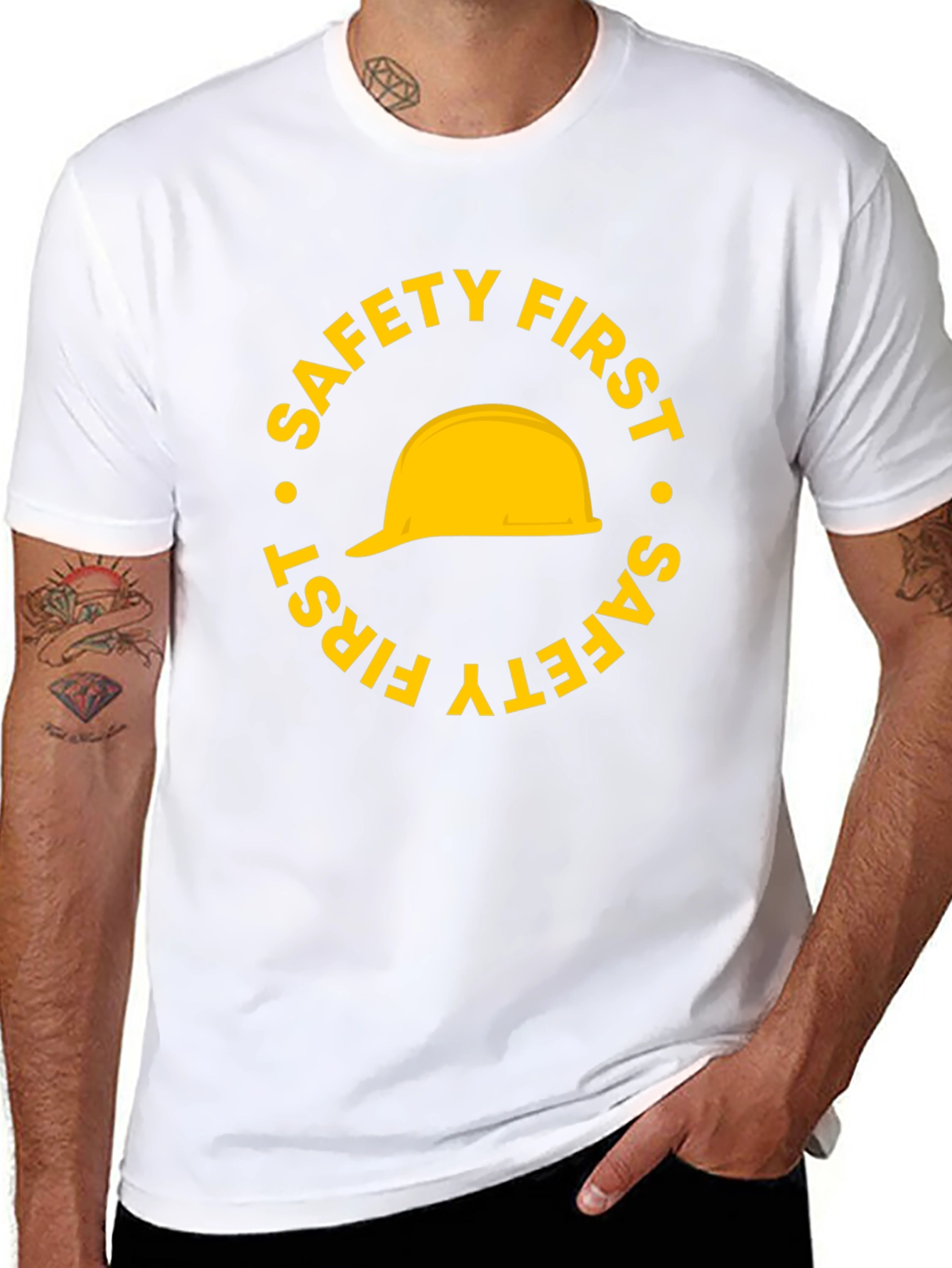 Safety First Hard Hat Graphic T-Shirt - Black