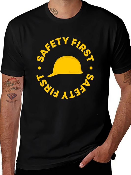 Safety First Hard Hat Graphic T-Shirt - Black