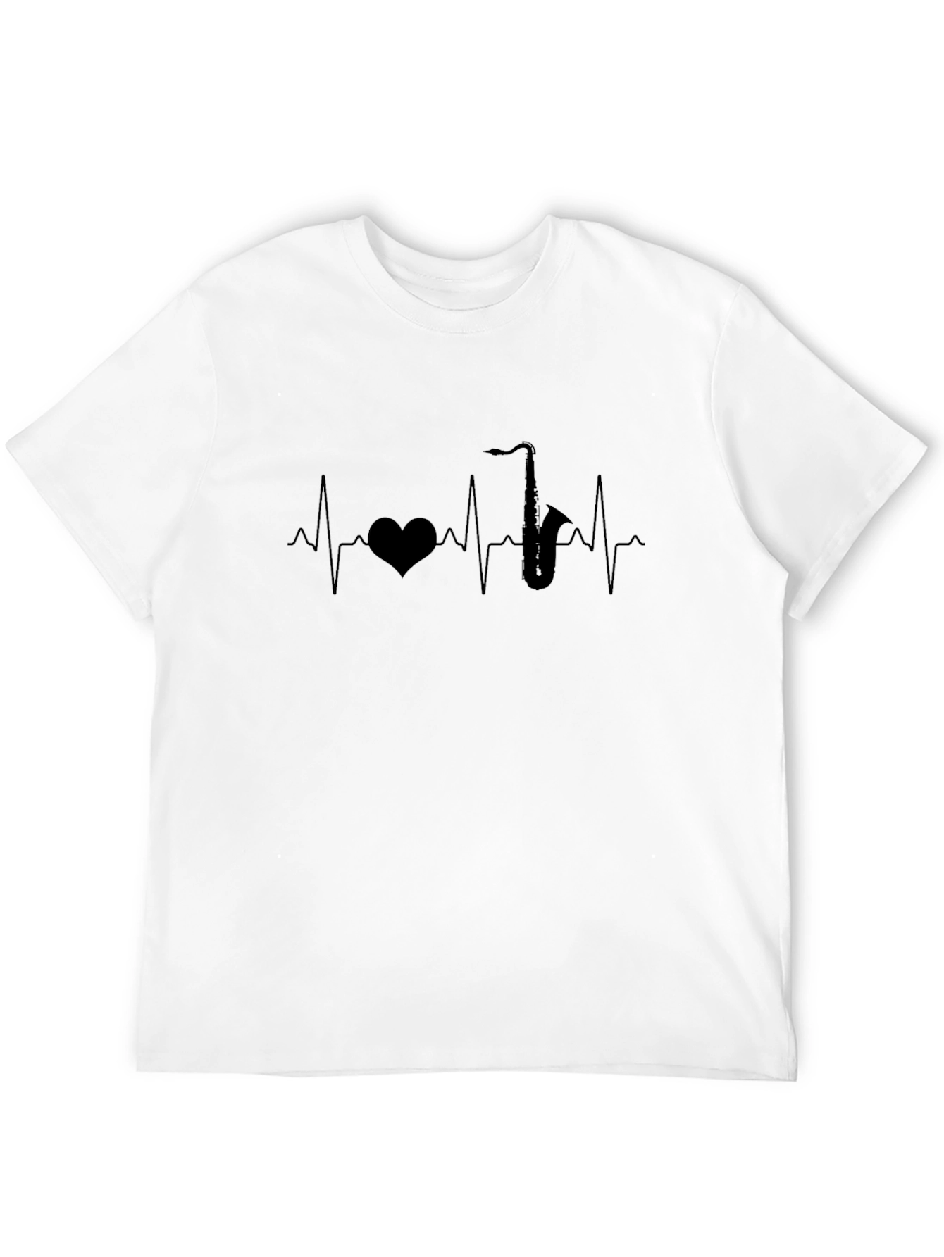 Heartbeat Saxophone Graphic Tee - Musicians Black T-Shirt
