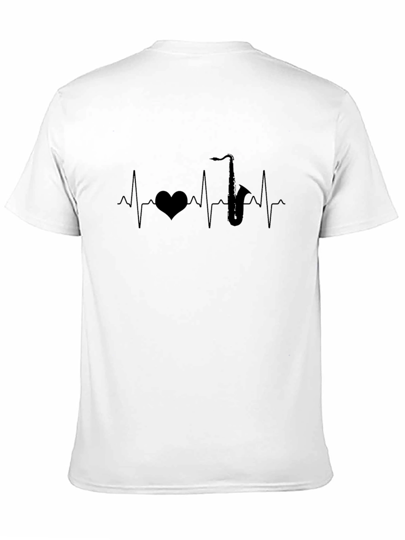 Heartbeat Saxophone Graphic Tee - Musicians Black T-Shirt