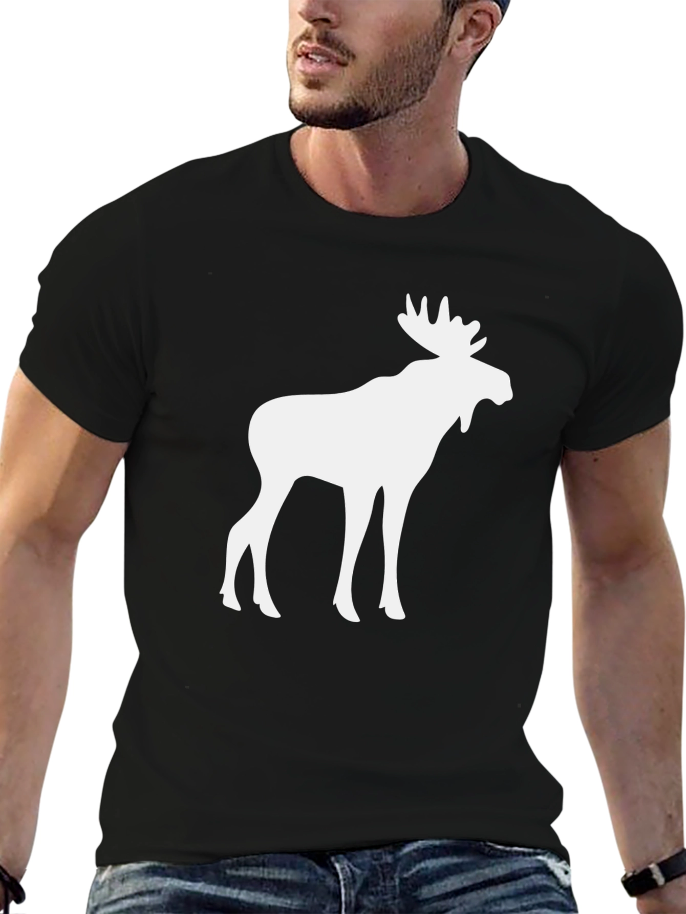 Moose Graphic Tee - Black Cotton T-Shirt