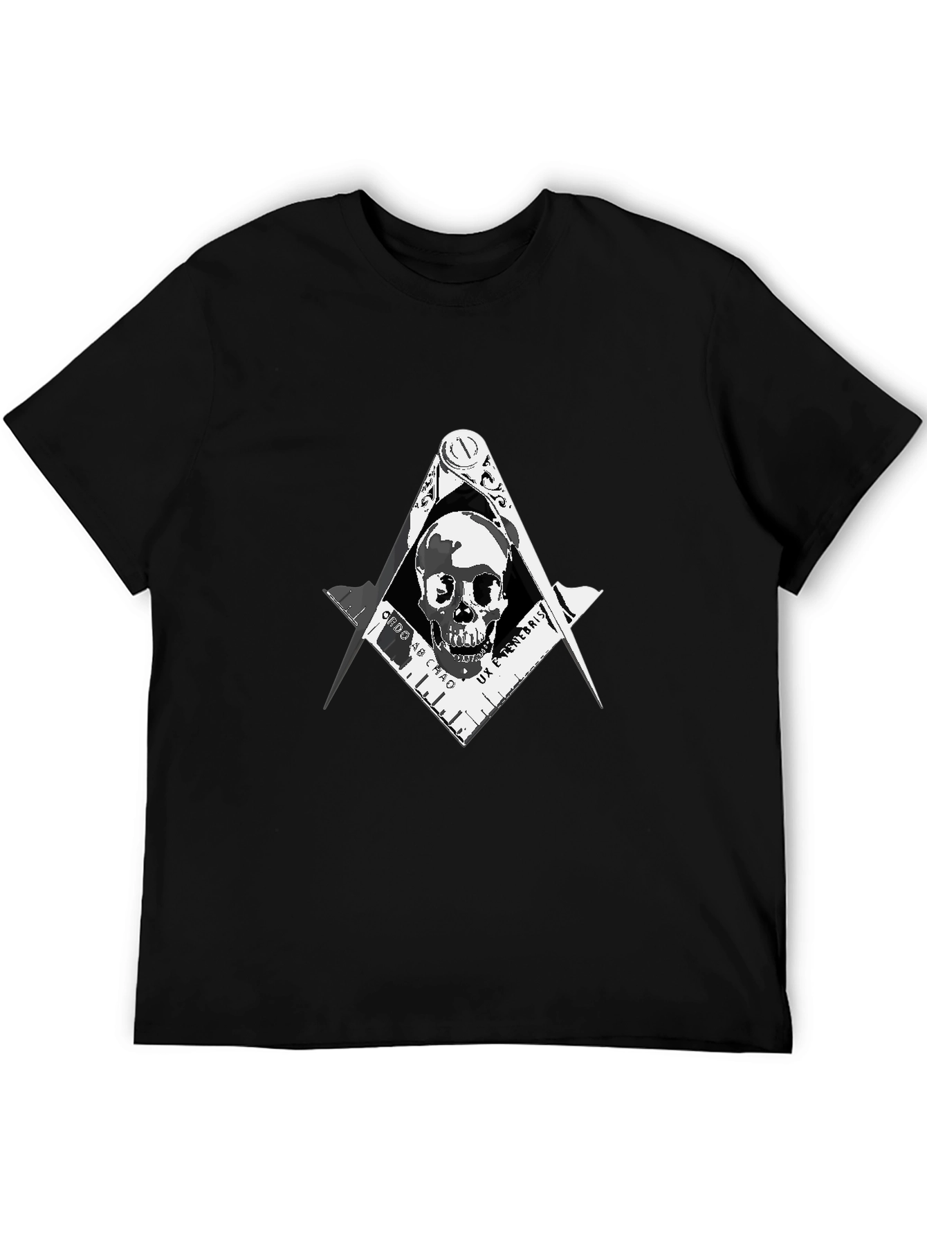 Skull & Compass T-Shirt - Dark Freemason Style