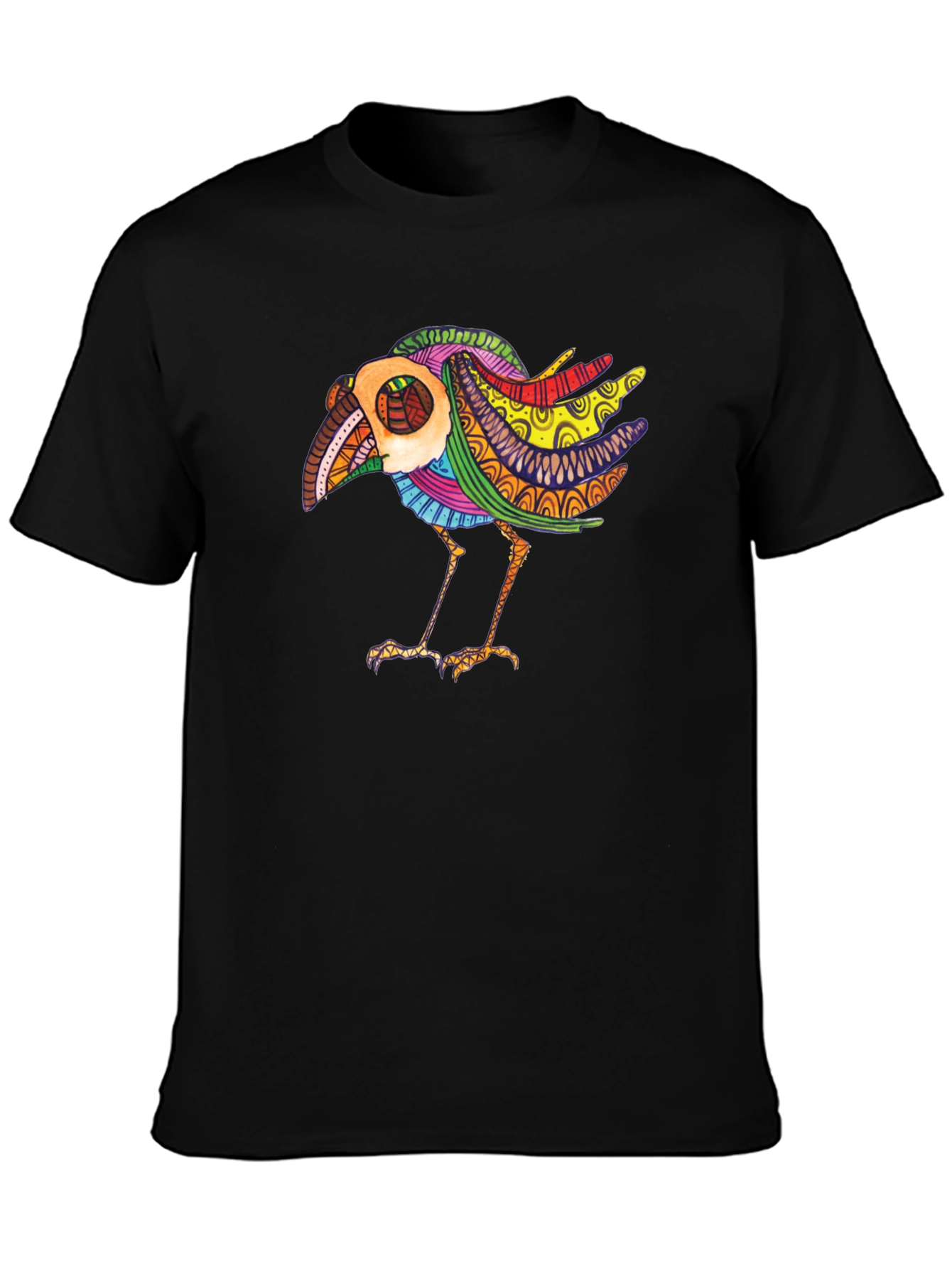 Abstract Bird Graphic Black Tee