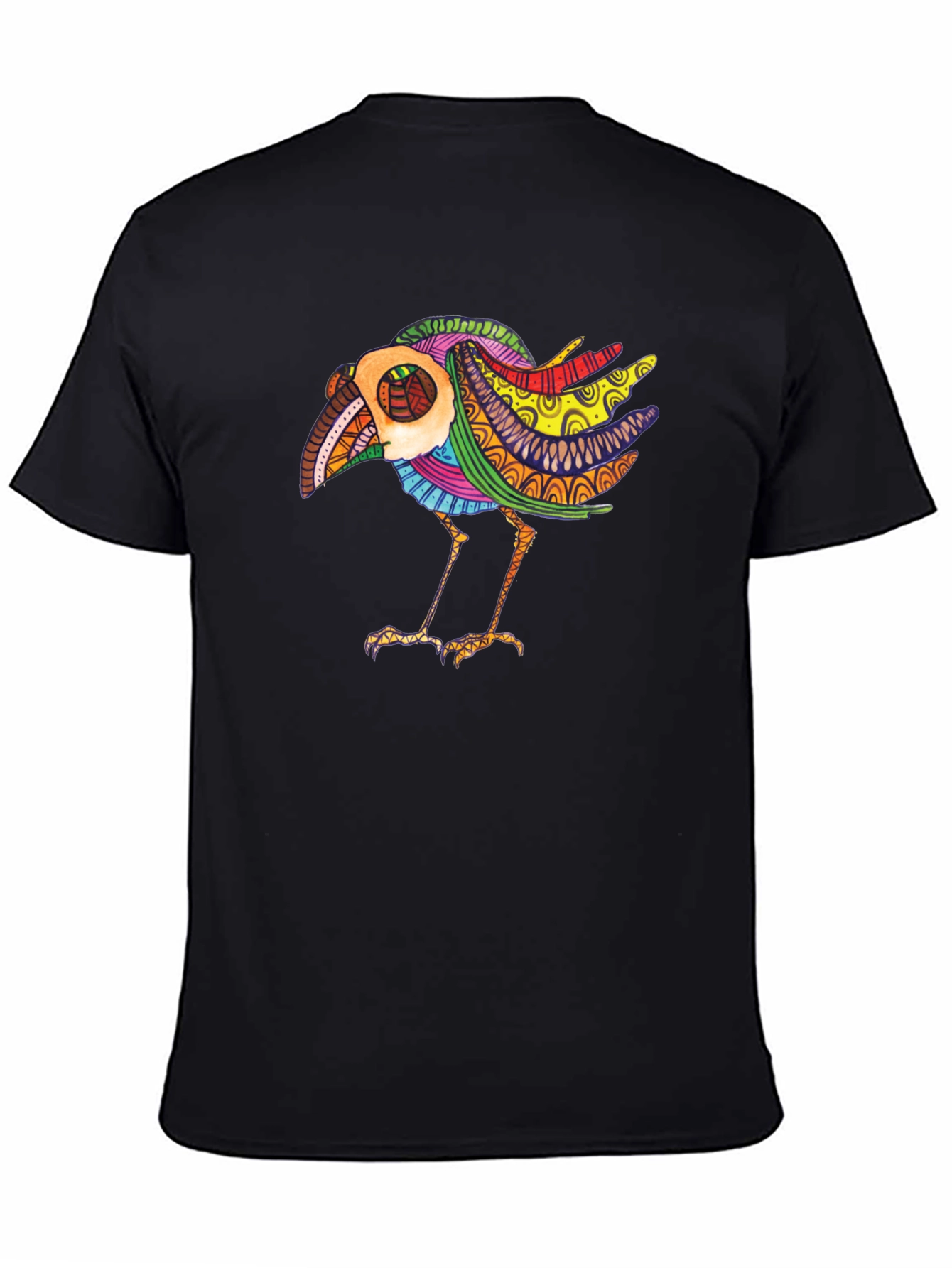Abstract Bird Graphic Black Tee