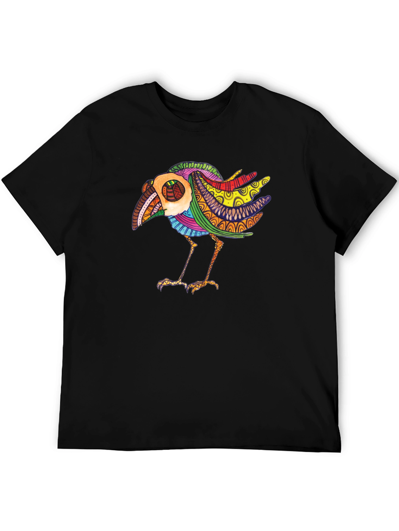 Abstract Bird Graphic Black Tee
