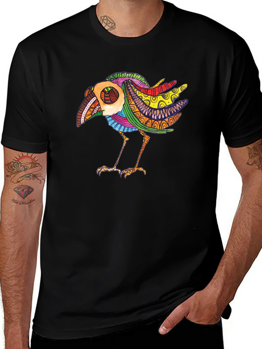 Abstract Bird Graphic Black Tee
