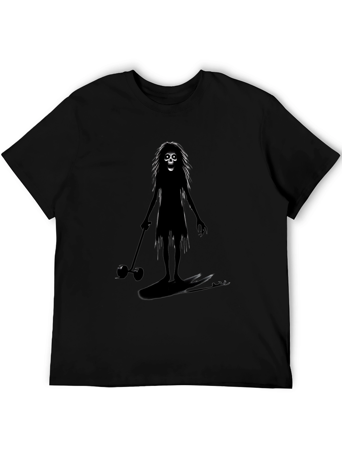 Creepy Skeleton on Skis Black T-Shirt