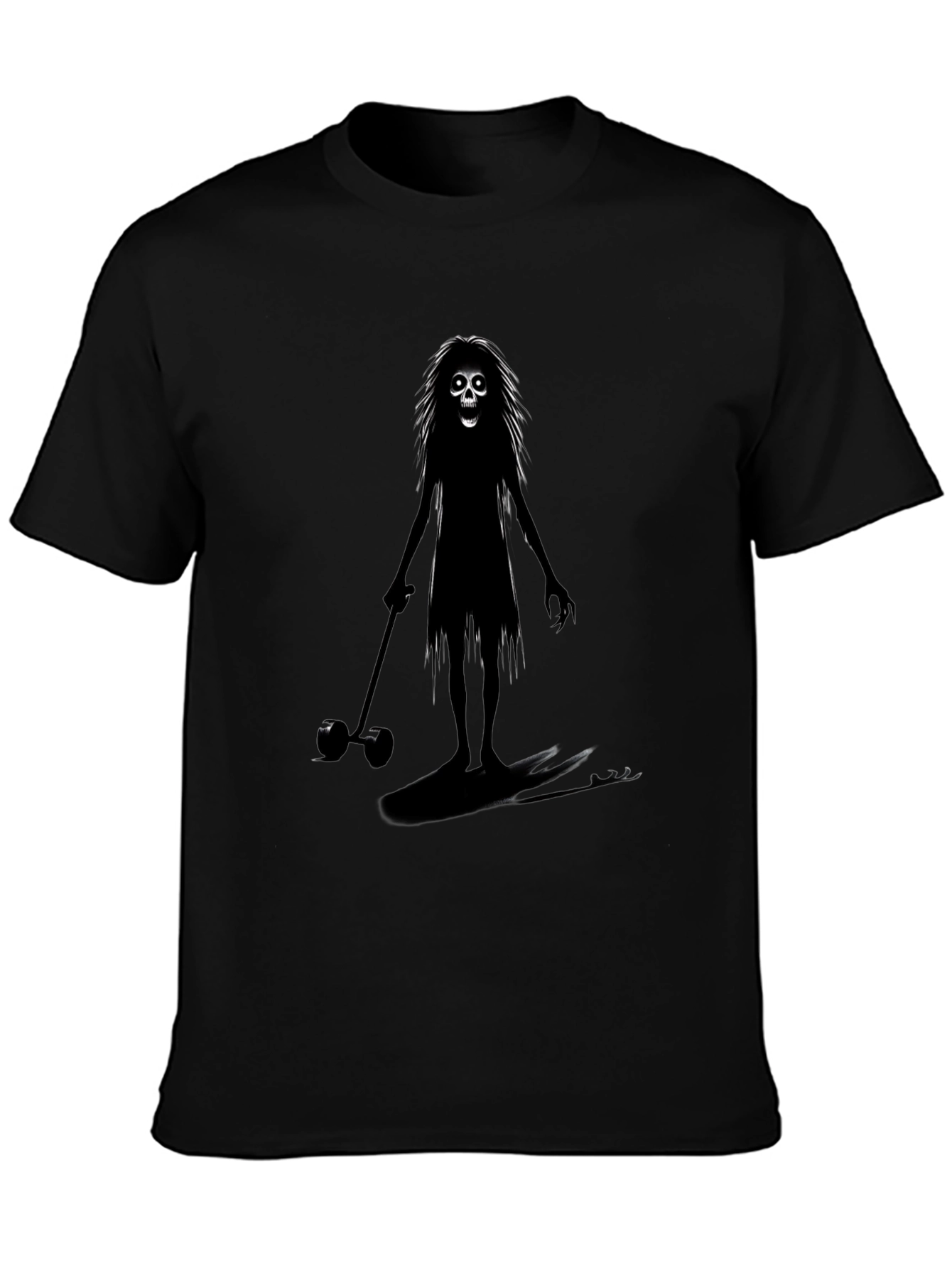 Creepy Skeleton on Skis Black T-Shirt