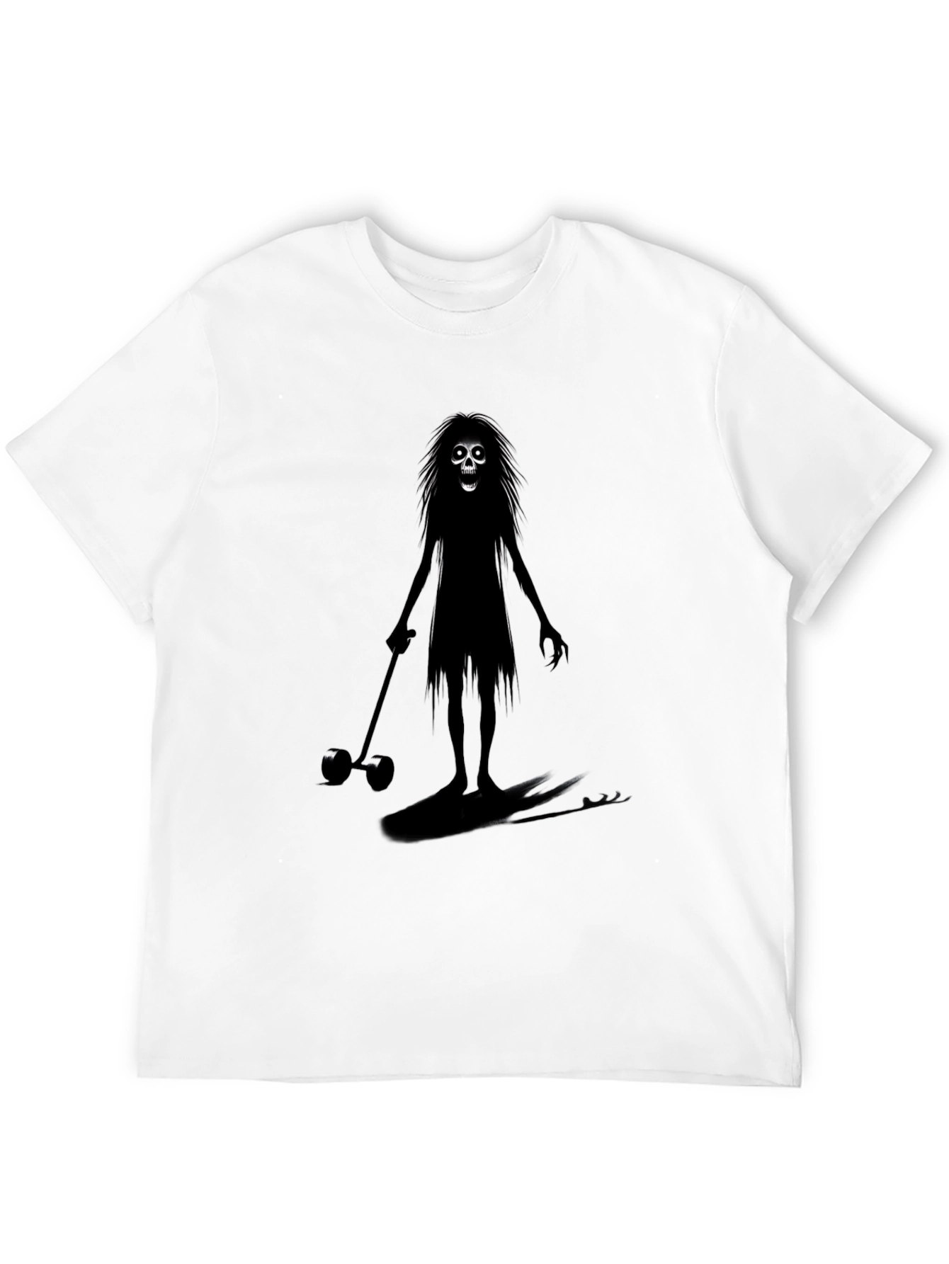 Creepy Skeleton on Skis Black T-Shirt