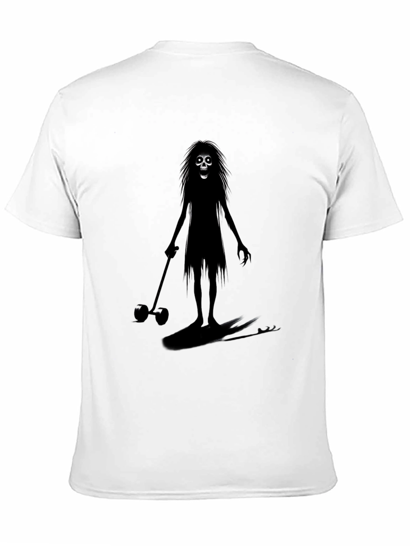 Creepy Skeleton on Skis Black T-Shirt