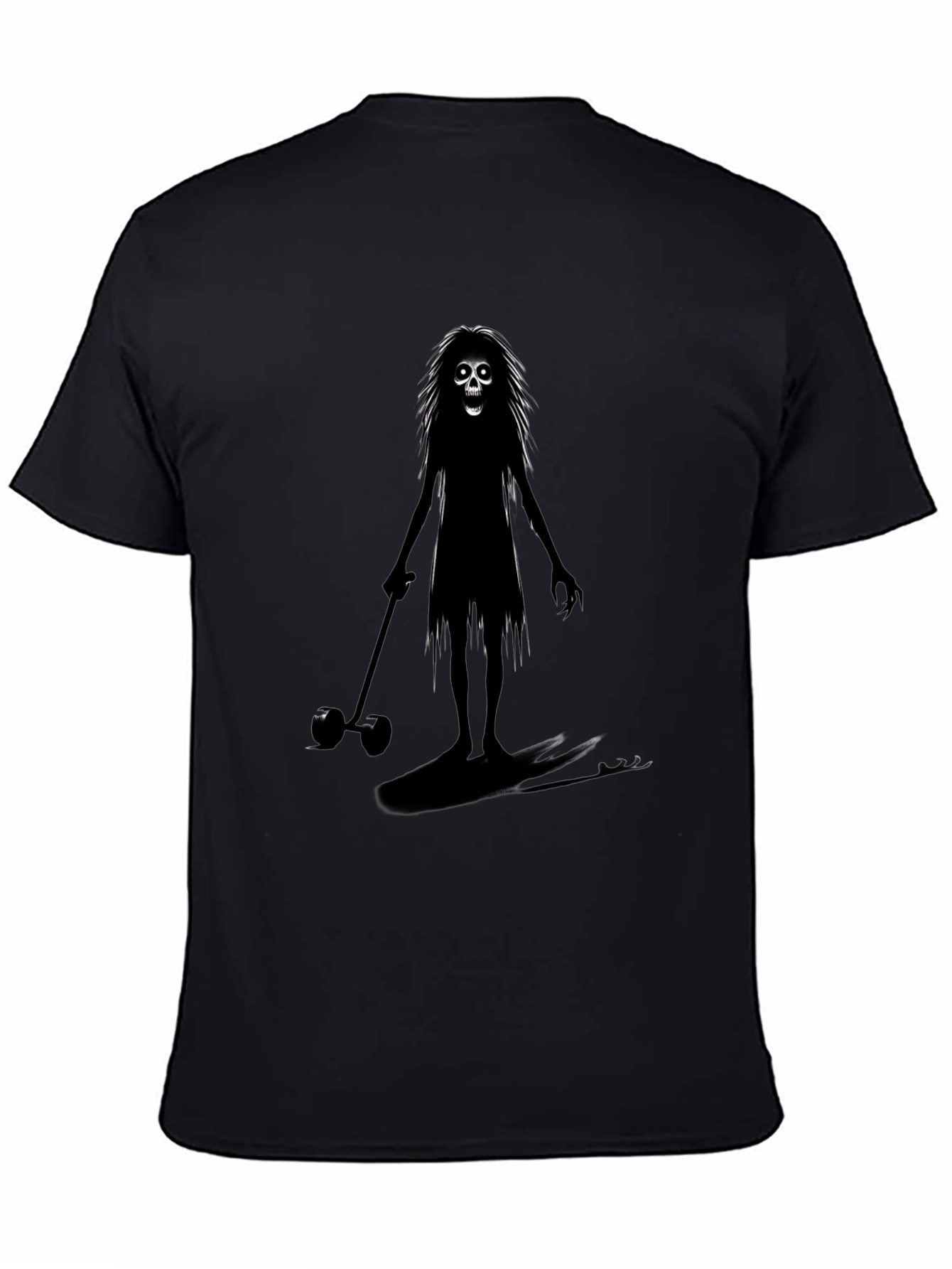 Creepy Skeleton on Skis Black T-Shirt