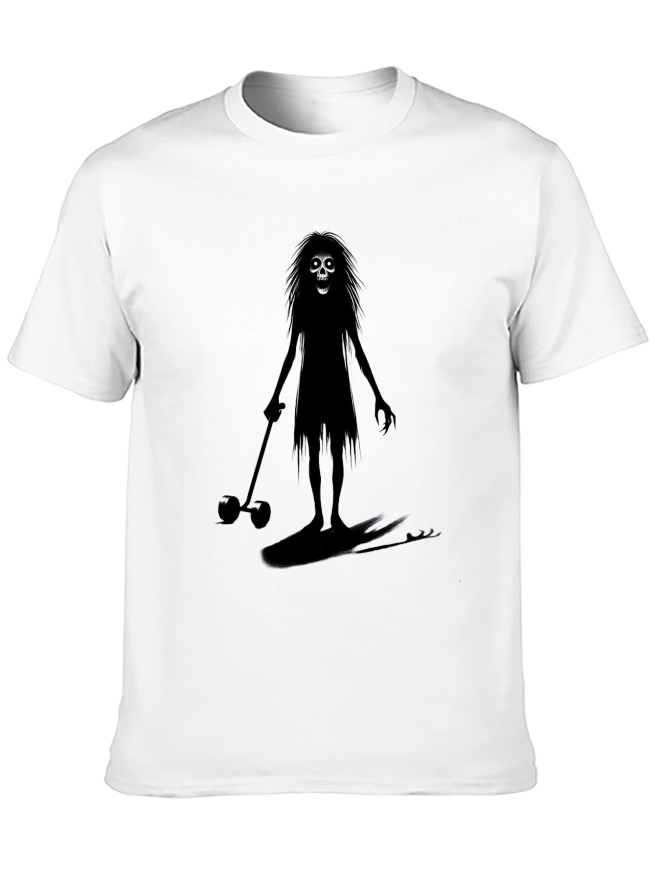 Creepy Skeleton on Skis Black T-Shirt