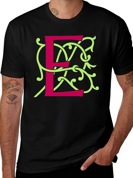 Letter E Graphic Tee - Stylish Black T-Shirt