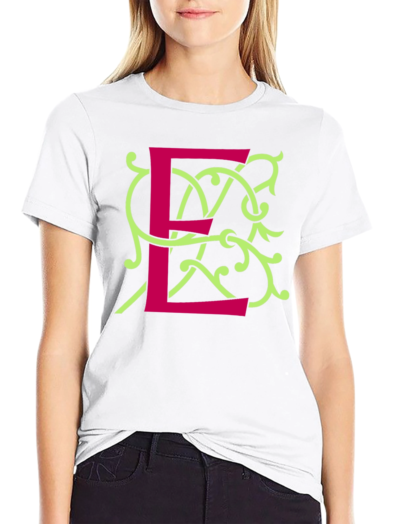 Letter E Graphic Tee - Stylish Black T-Shirt
