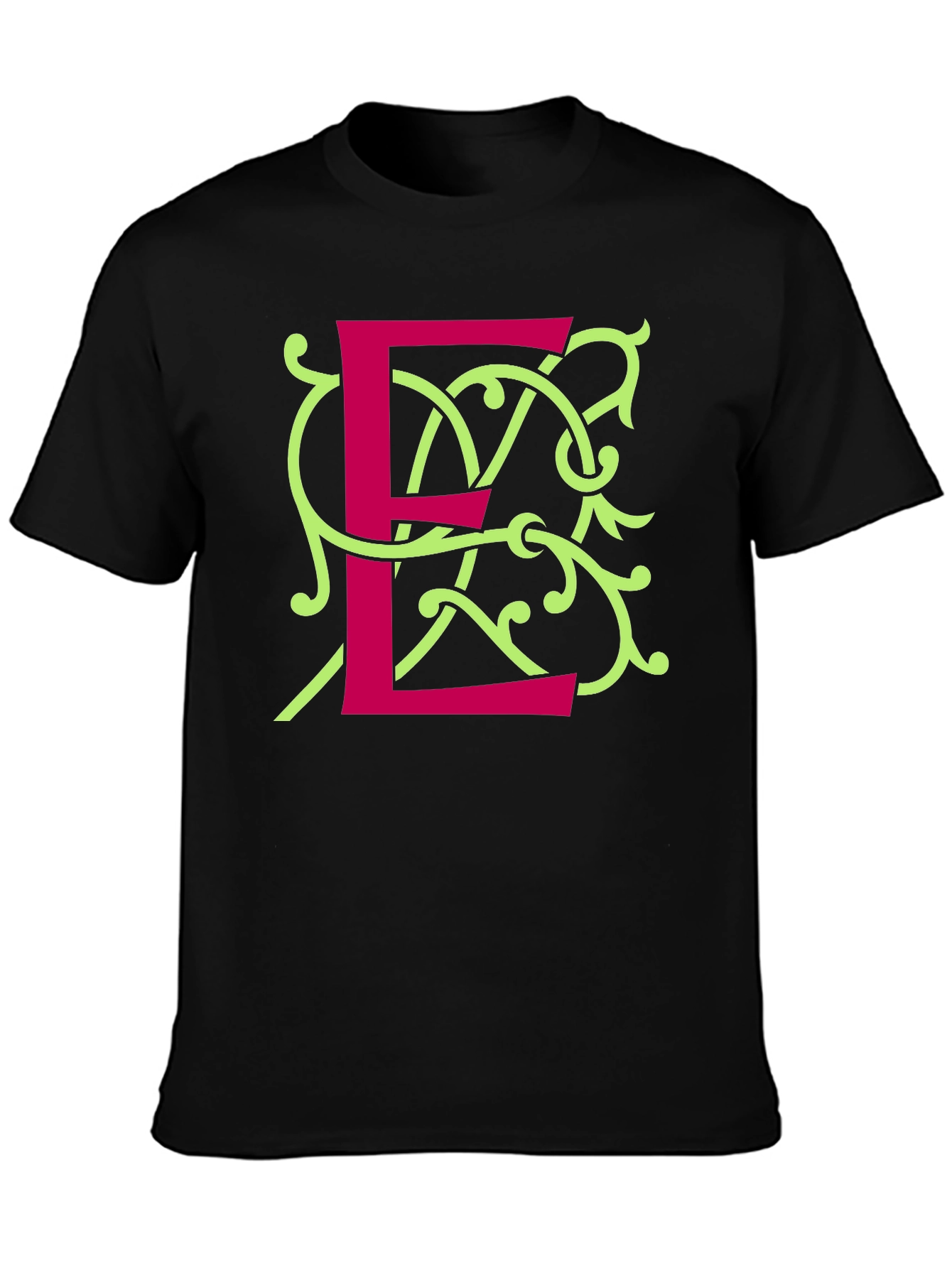 Letter E Graphic Tee - Stylish Black T-Shirt