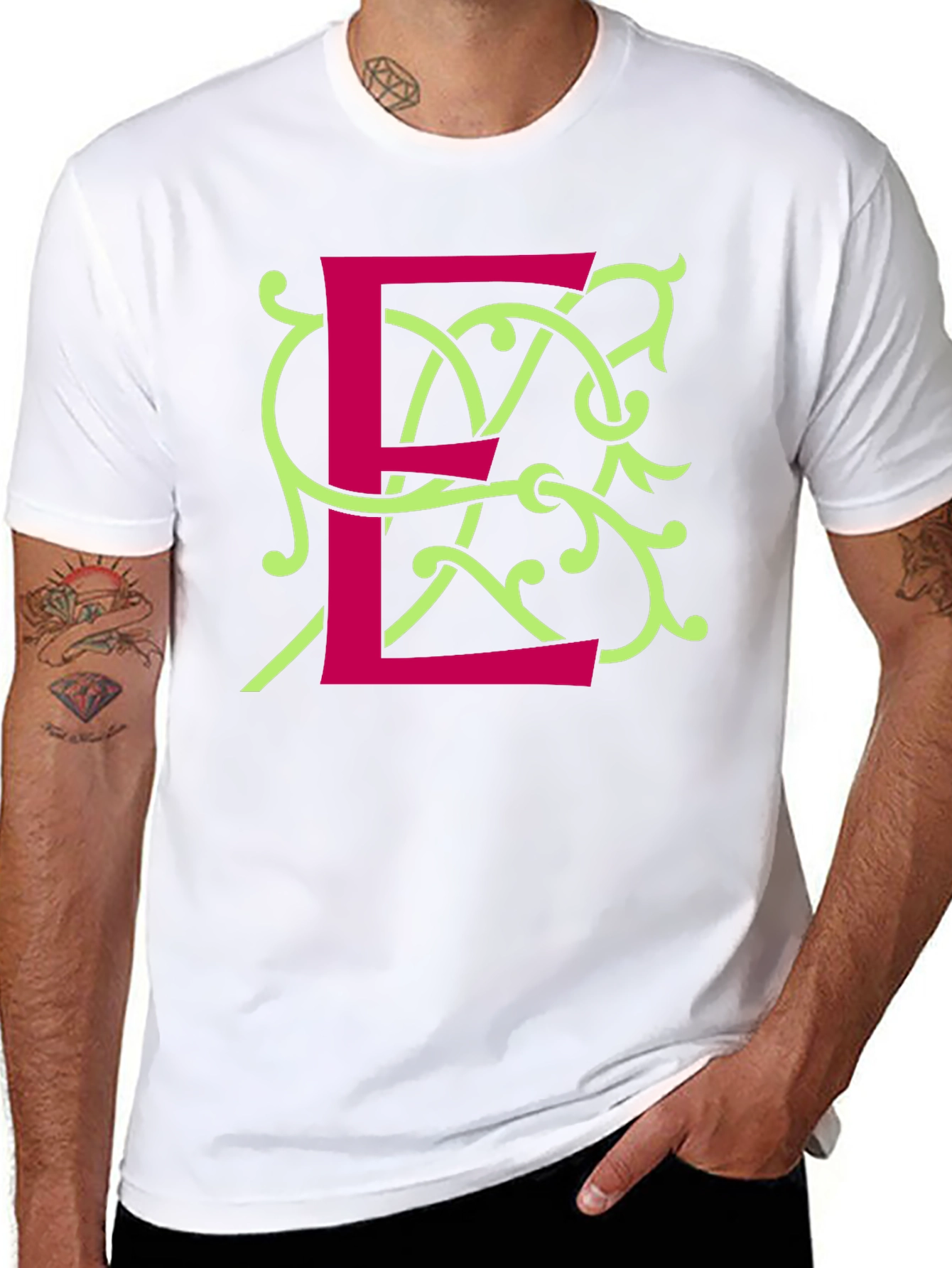 Letter E Graphic Tee - Stylish Black T-Shirt