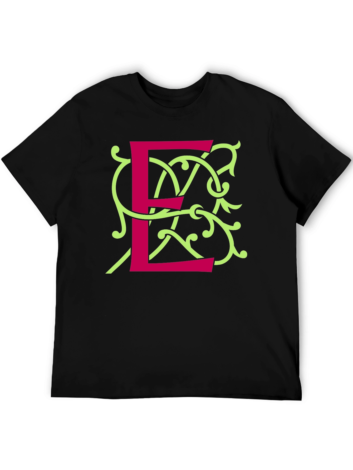 Letter E Graphic Tee - Stylish Black T-Shirt