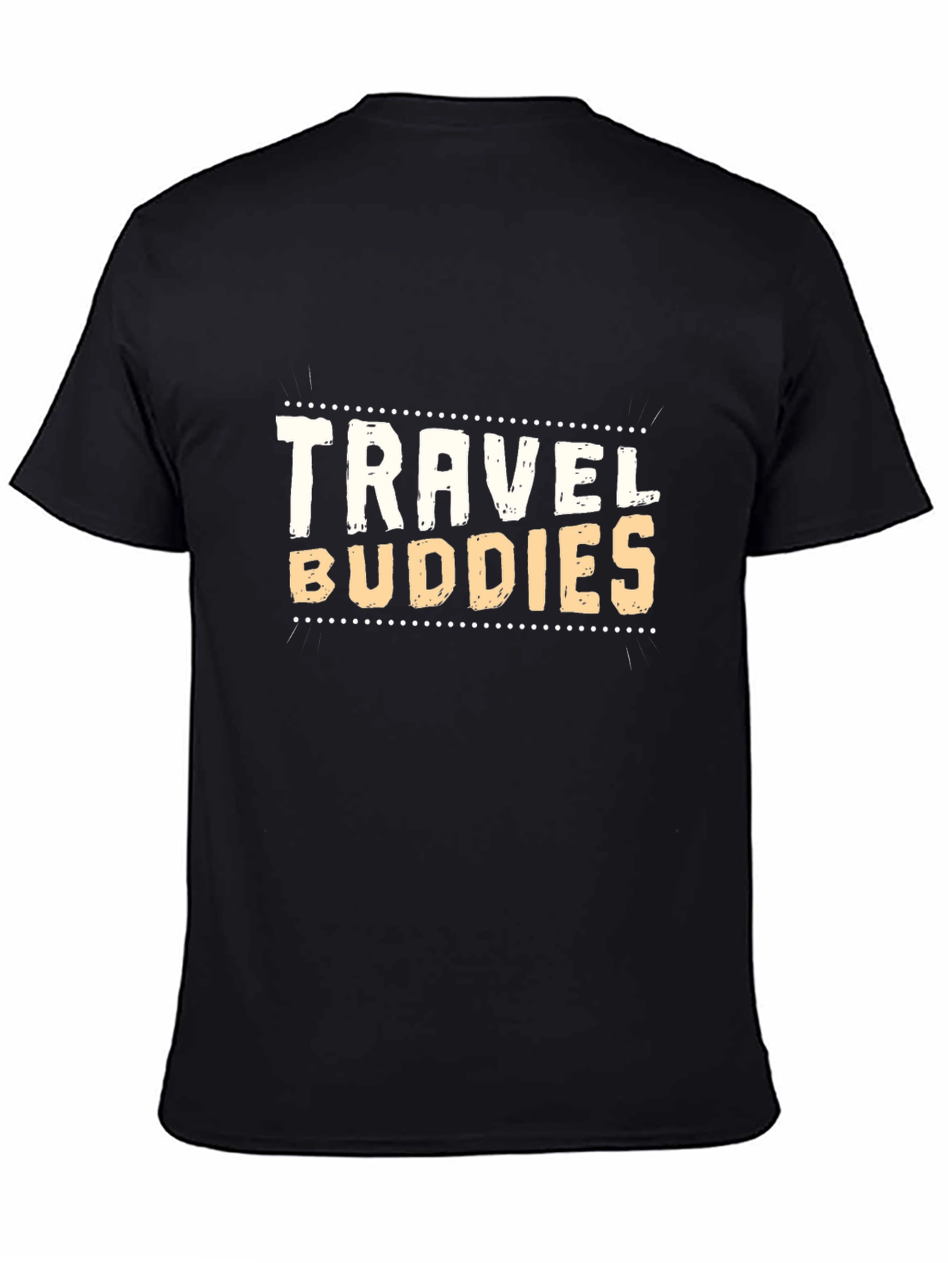 Travel Buddies Black Crew Neck T-Shirt