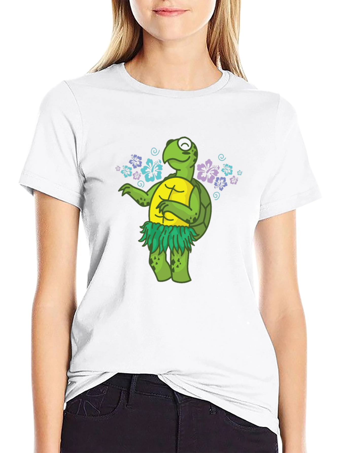 Funny Turtle Hula Dancer Graphic T-Shirt