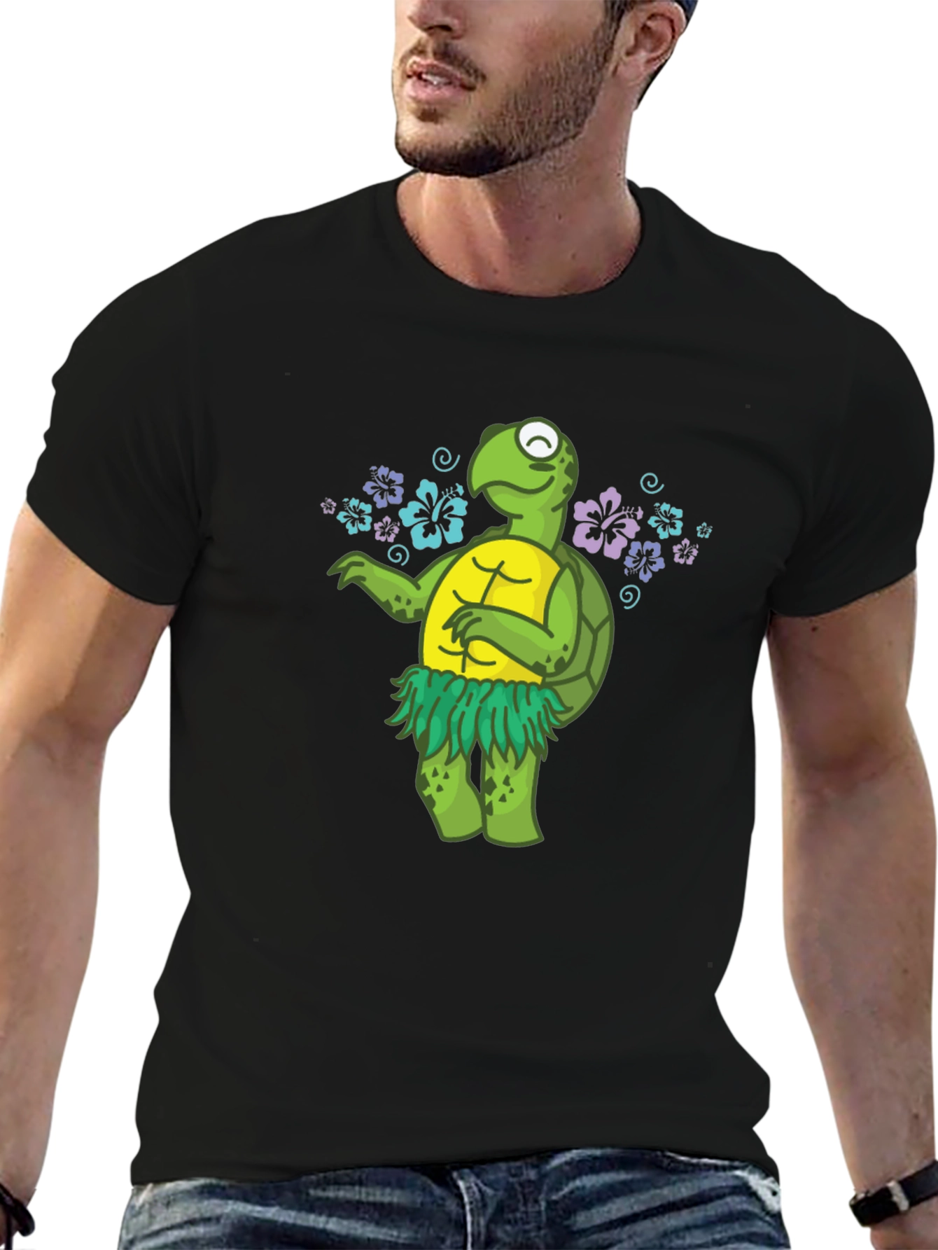 Funny Turtle Hula Dancer Graphic T-Shirt