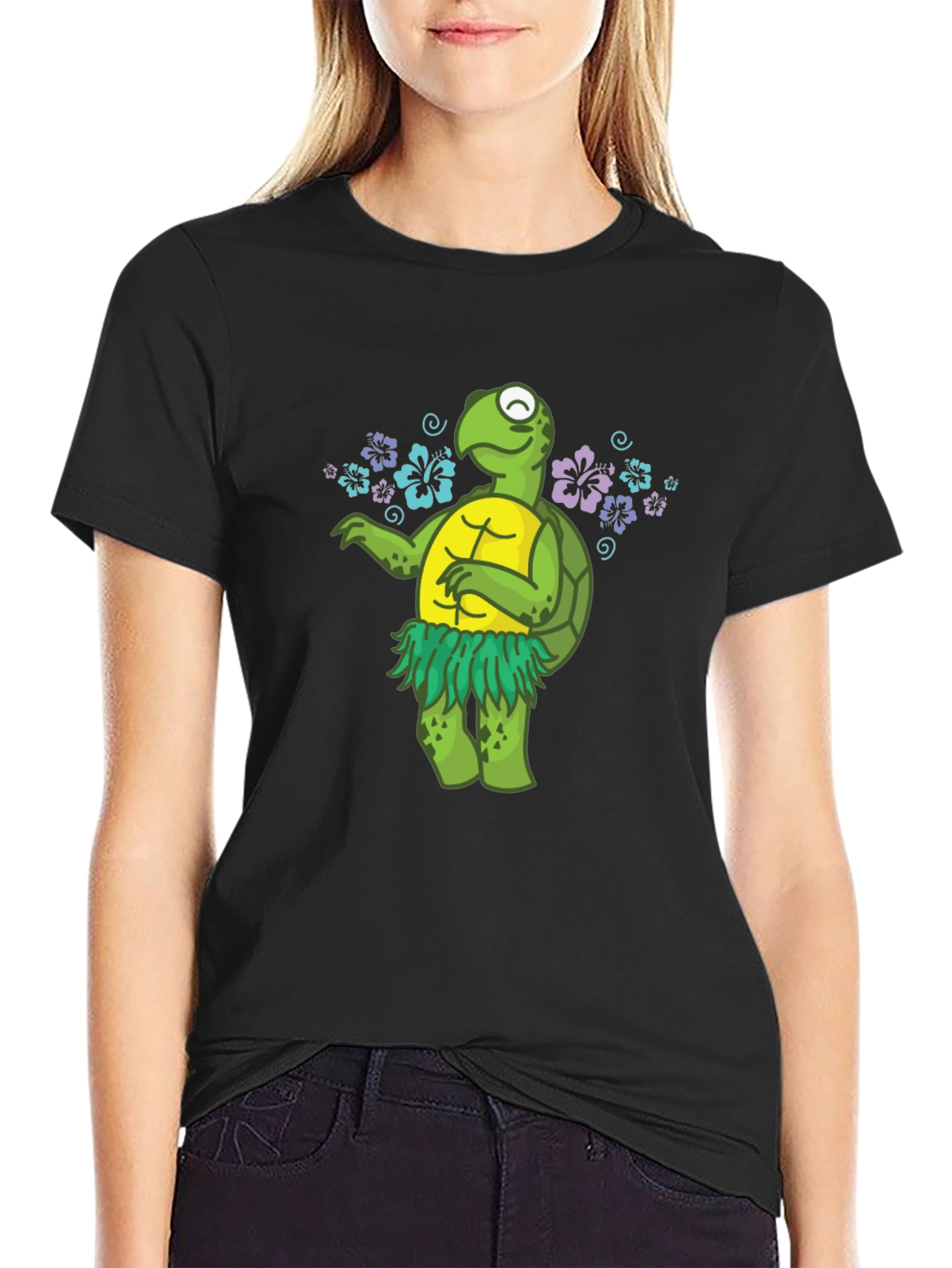 Funny Turtle Hula Dancer Graphic T-Shirt
