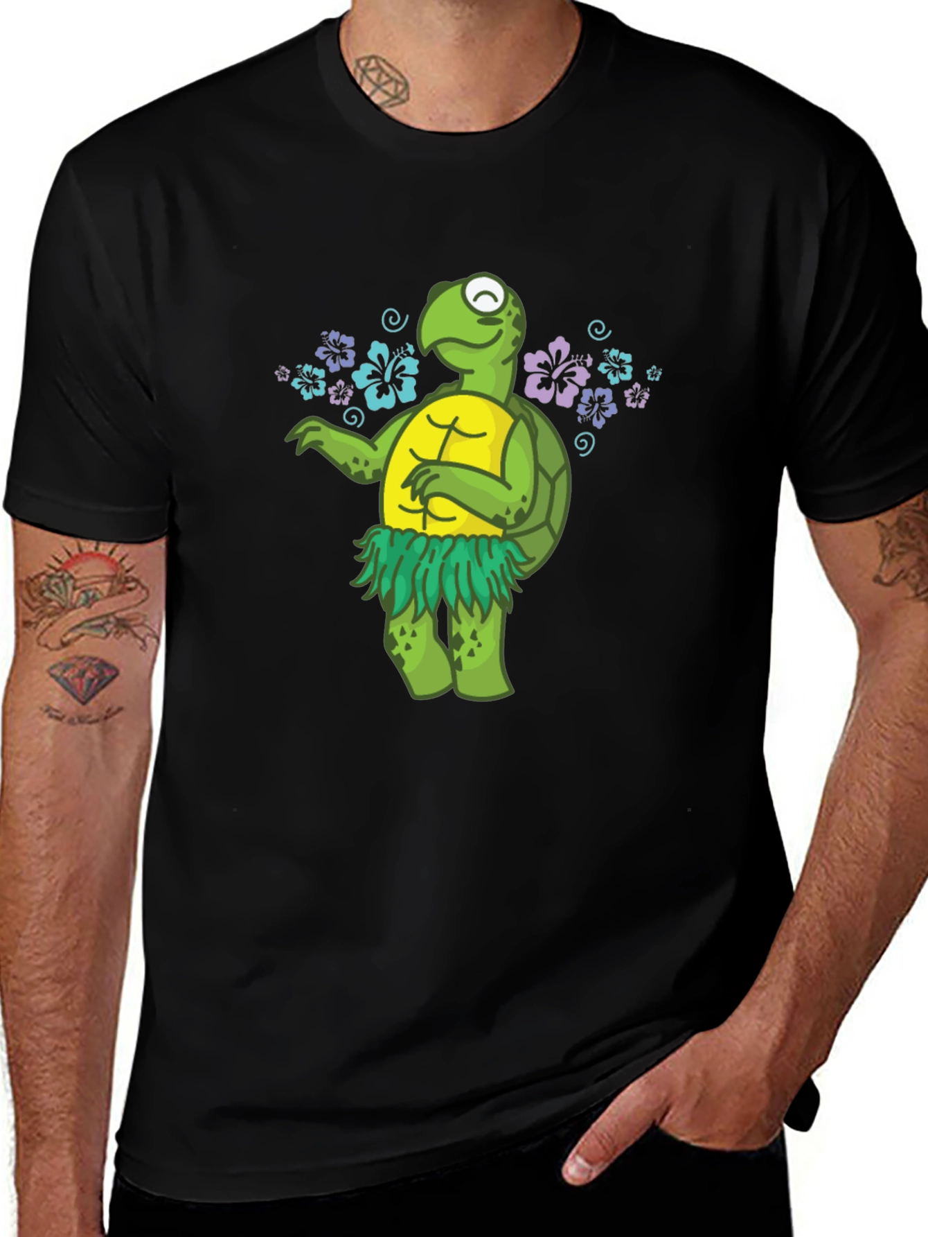 Funny Turtle Hula Dancer Graphic T-Shirt